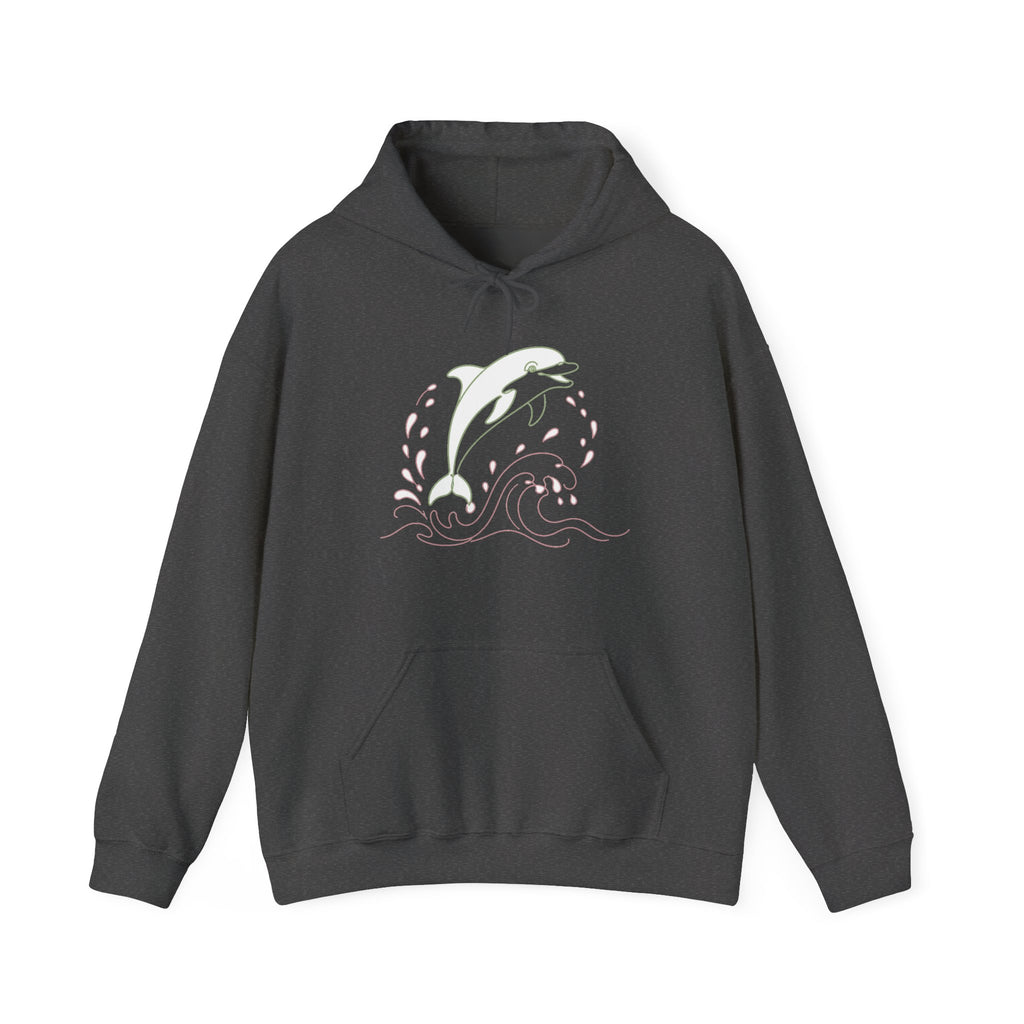 Matching Couple Sweatshirt - Shark & Dolphin Matching Couple Hooded Sweatshirt Minimalist Art His Hers Valentine Gift - Design B