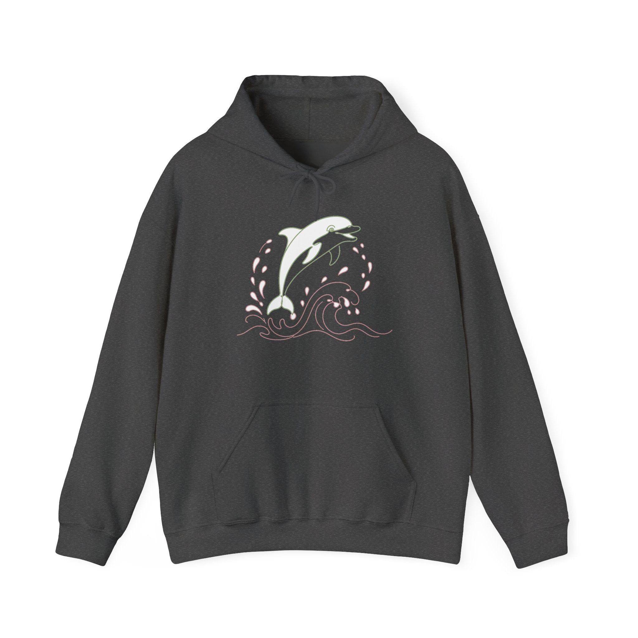 Matching Couple Sweatshirt - Shark & Dolphin Matching Couple Hooded Sweatshirt Minimalist Art His Hers Valentine Gift - Design B