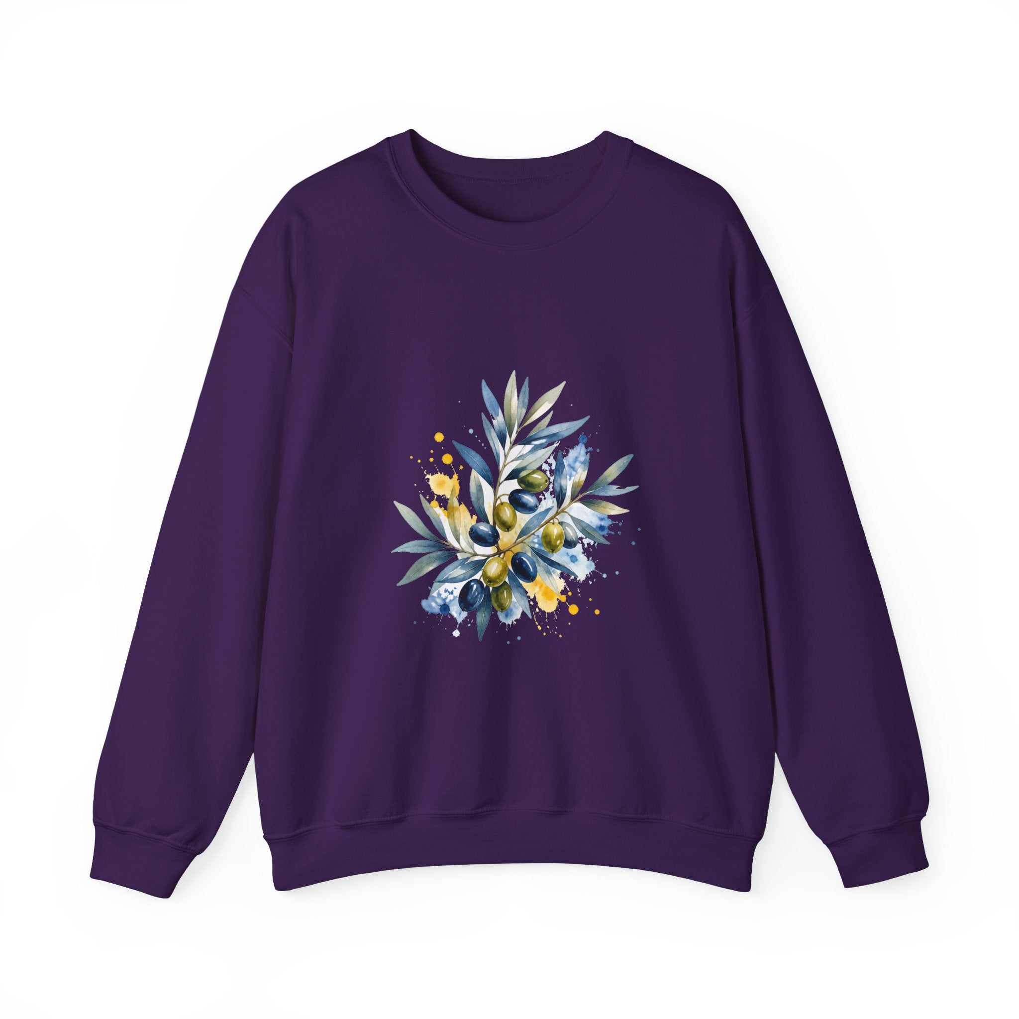 Matching Couple Sweatshirt - Olive Branch & Fig Matching Couple Premium Fleece Sweatshirt Watercolor Art His Hers Birthday Gift - Design A