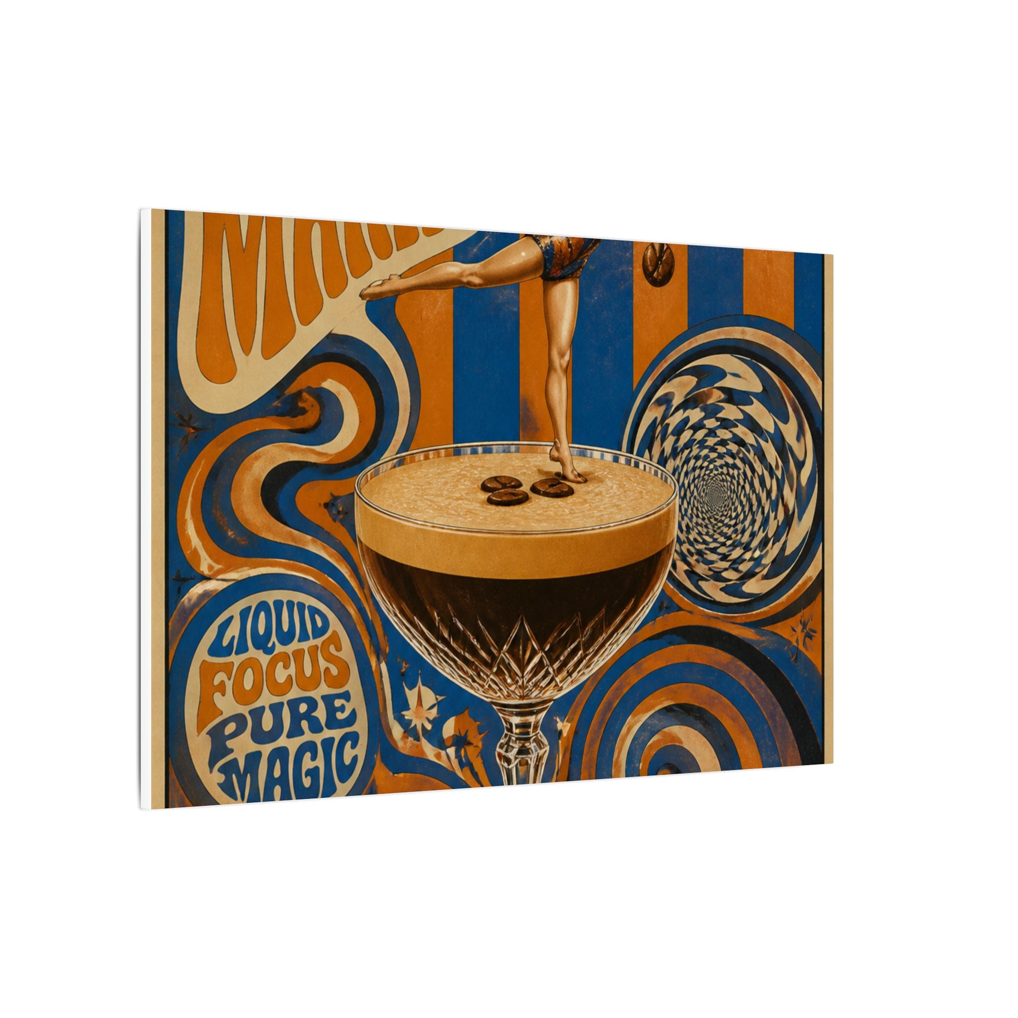 Espresso Martini Acrobat Wall Art Canvas 16×20 Psychedelic Cafe Decor Maximalist Print