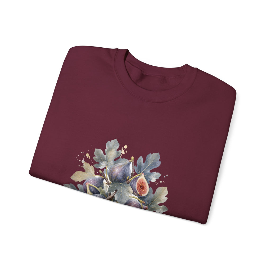 Matching Couple Sweatshirt - Olive Branch & Fig Matching Couple Crewneck Sweatshirt Watercolor Art His Hers Engagement Gift - Design B
