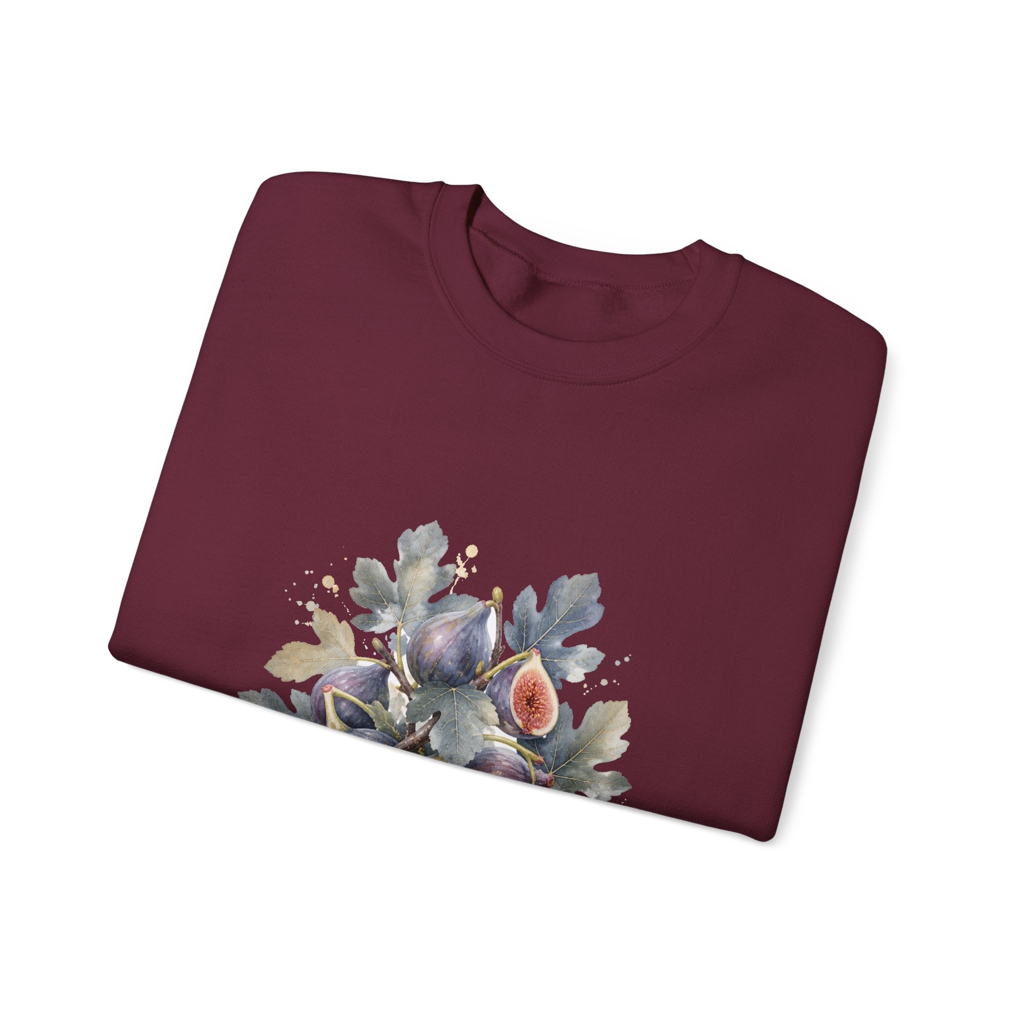 Matching Couple Sweatshirt - Olive Branch & Fig Matching Couple Crewneck Sweatshirt Watercolor Art His Hers Engagement Gift - Design B