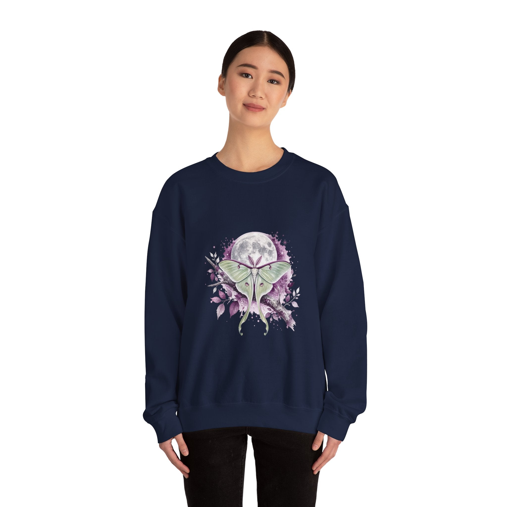 Matching Couple Sweatshirt - Butterfly & Moth Matching Couple Premium Fleece Sweatshirt Watercolor Art His Hers Birthday Gift - Design B