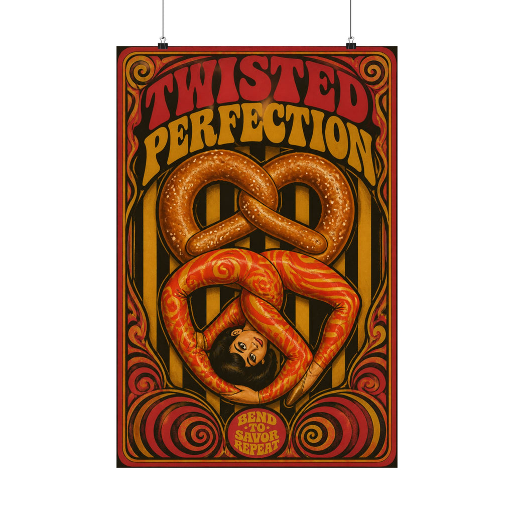 Pretzel Contortionist Wall Art Poster 18×24 Psychedelic Cafe Decor Maximalist Print