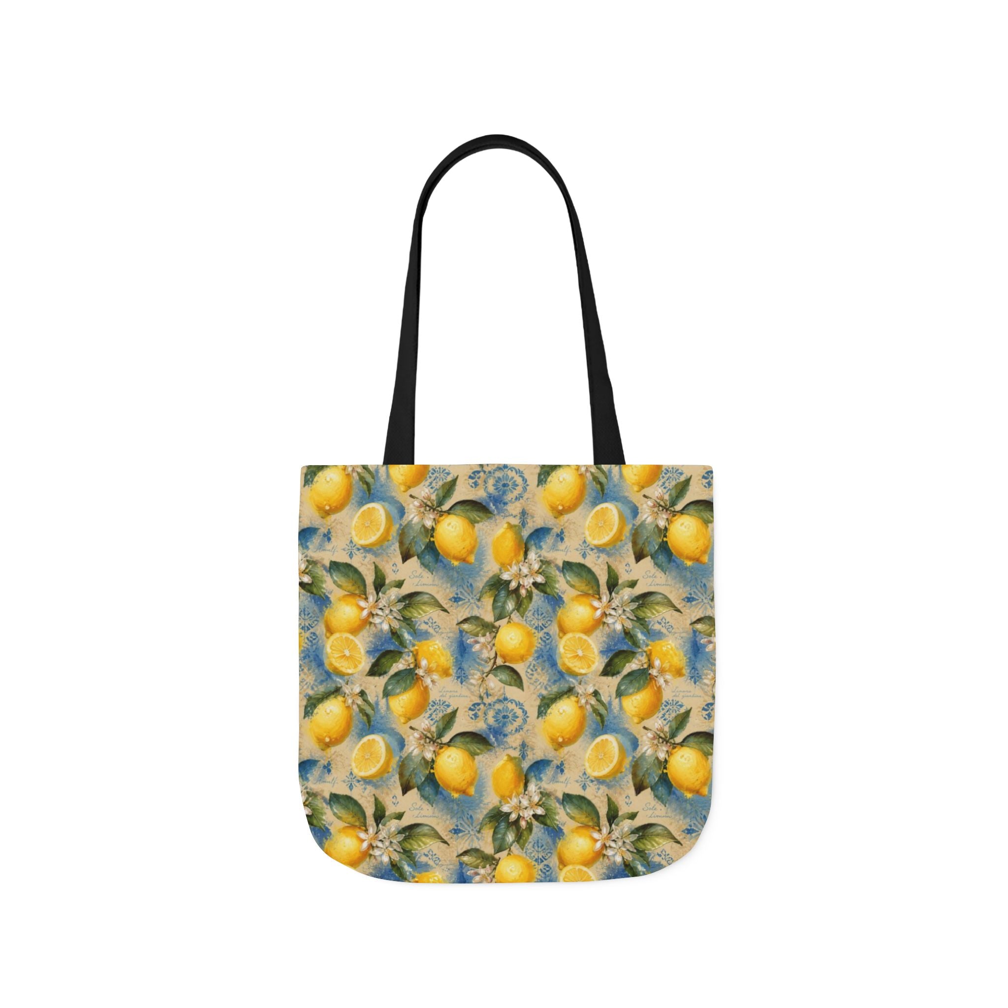 Meyer Lemons Canvas Tote Bag Mediterranean Kitchen Watercolor Splash Design Italian Cottagecore Gift