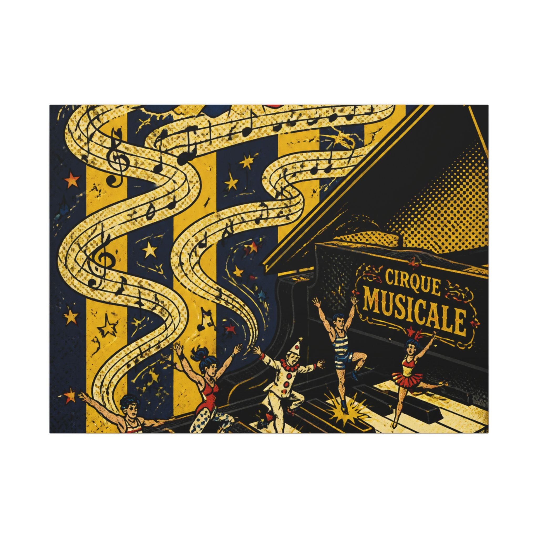 Grand Piano Acrobats Wall Art Canvas 24×36 Pop Art Restaurant Decor Maximalist Print
