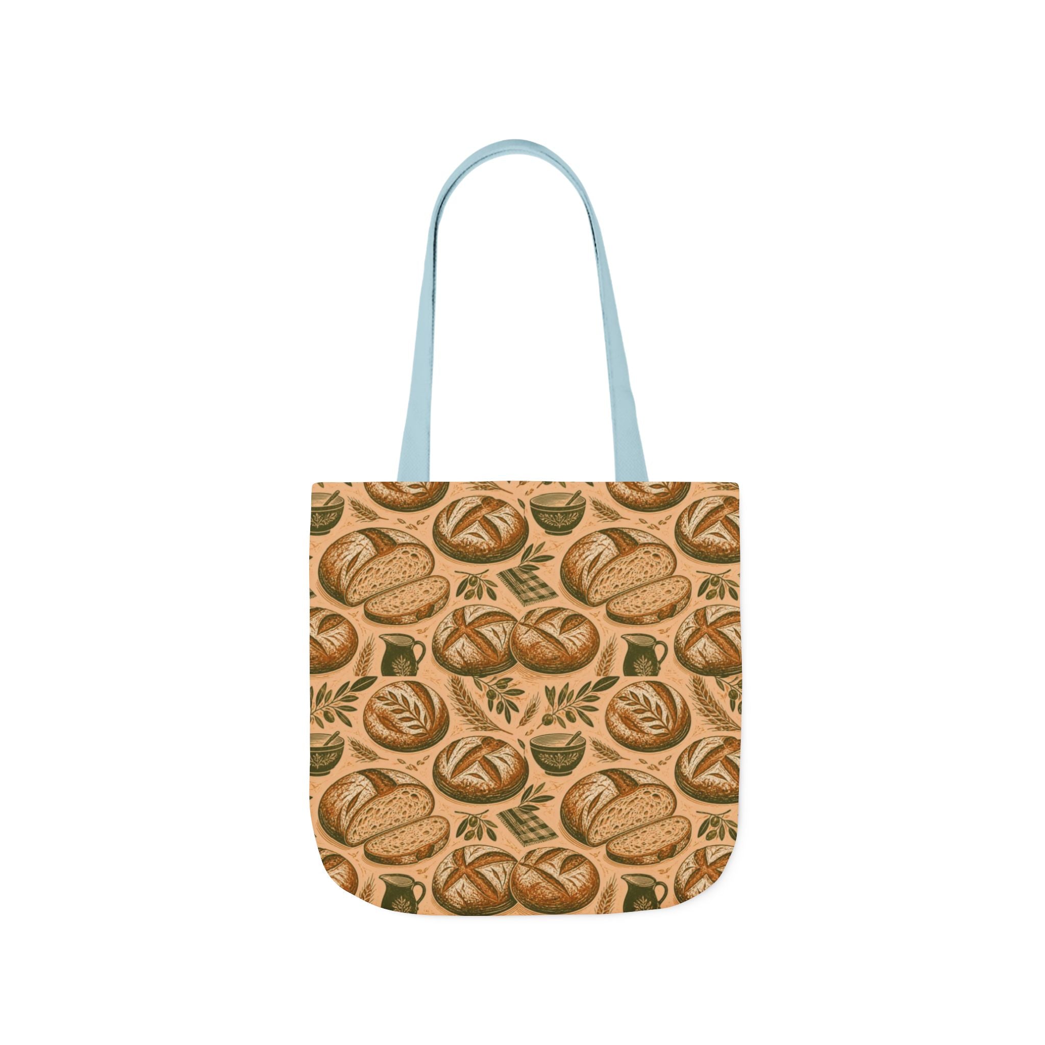 Rustic Sourdough Bread Canvas Tote Bag Mediterranean Kitchen Linocut Design Italian Cottagecore Gift