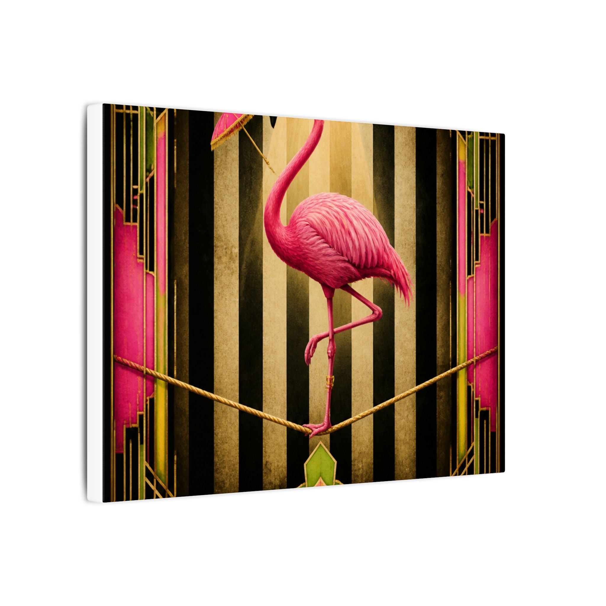 Flamingo Tightrope Wall Art Canvas 16×20 Art Deco Entryway Decor Maximalist Print
