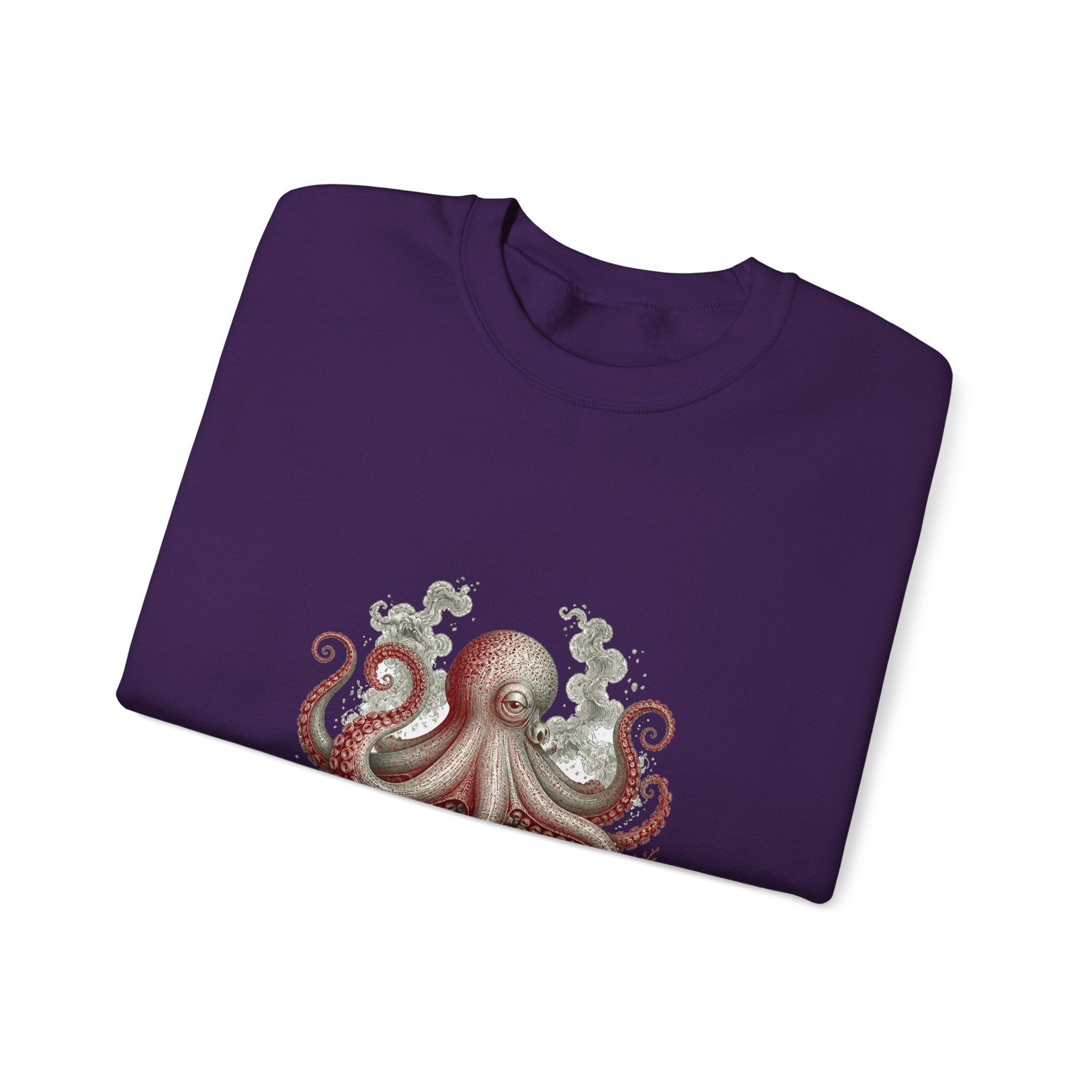 Matching Couple Sweatshirt - Octopus & Jellyfish Matching Couple Crewneck Sweatshirt Vintage Art His Hers Wedding Gift - Design A