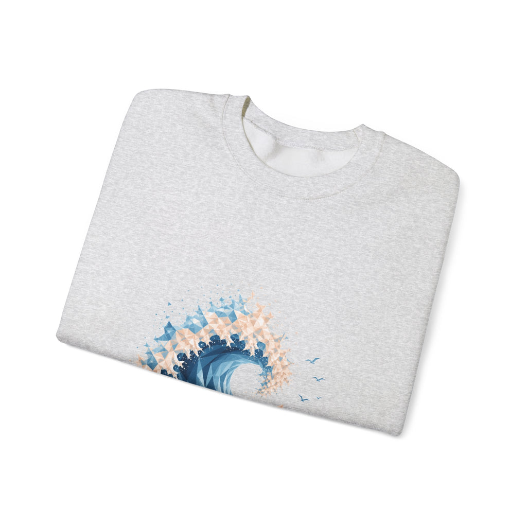 Matching Couple Sweatshirt - Mountain & Ocean Matching Couple Comfort Colors Crew Geometric Art His Hers Love Gift - Design B