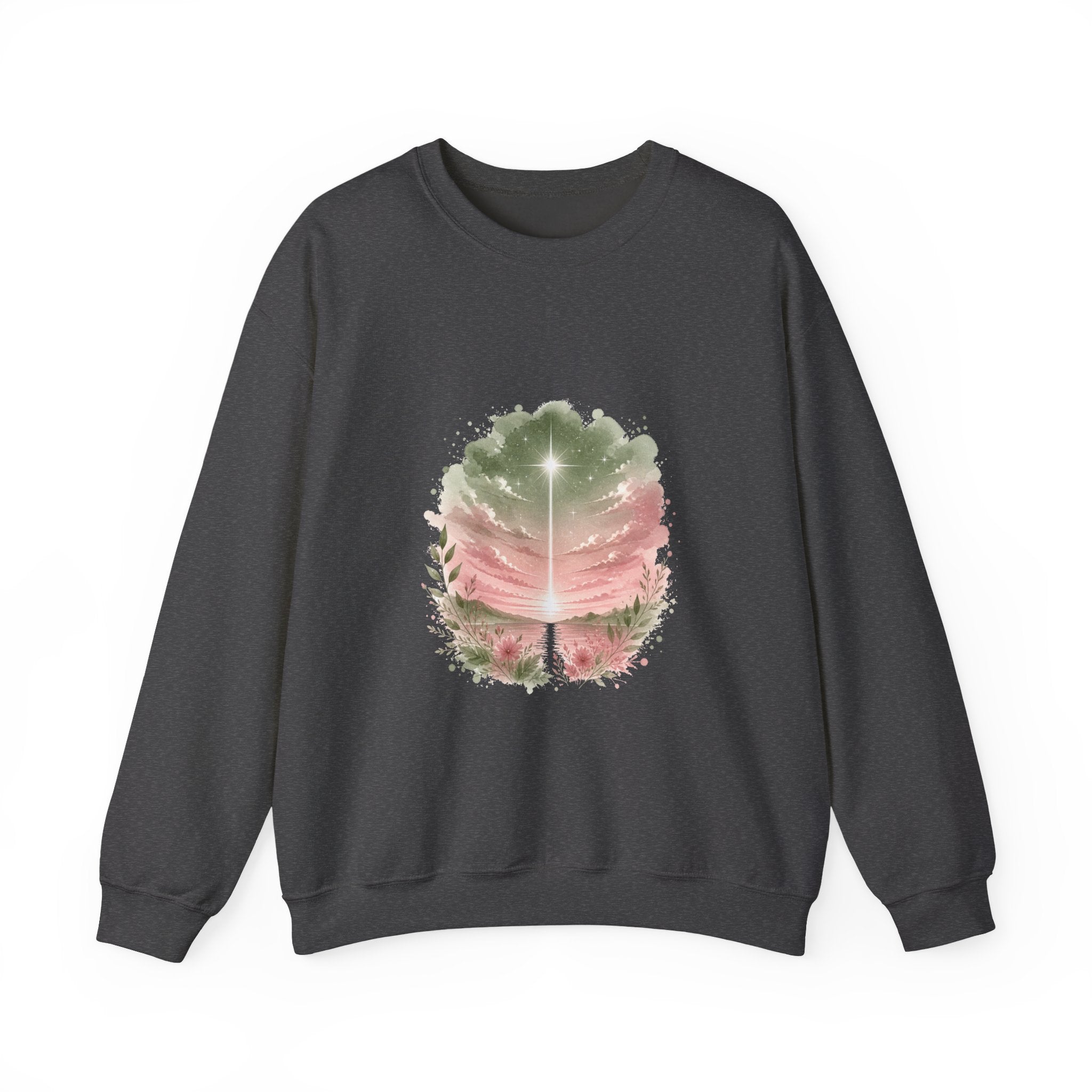 Matching Couple Sweatshirt - Evening & Morning Star Matching Couple Comfort Colors Crew Watercolor Art His Hers Birthday Gift - Design A