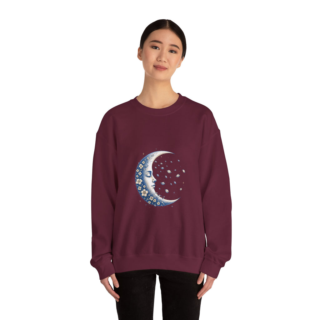 Matching Couple Sweatshirt - Waxing & Waning Moon Matching Couple Crewneck Sweatshirt Hand-Drawn Art His Hers Best Friend Gift - Design B