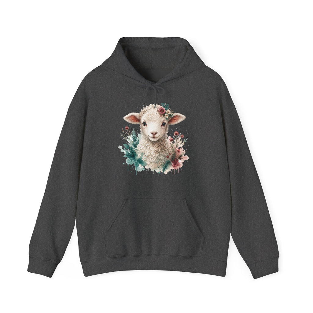 Matching Couple Sweatshirt - Lion & Lamb Matching Couple Hooded Sweatshirt Watercolor Art His Hers Engagement Gift - Design B