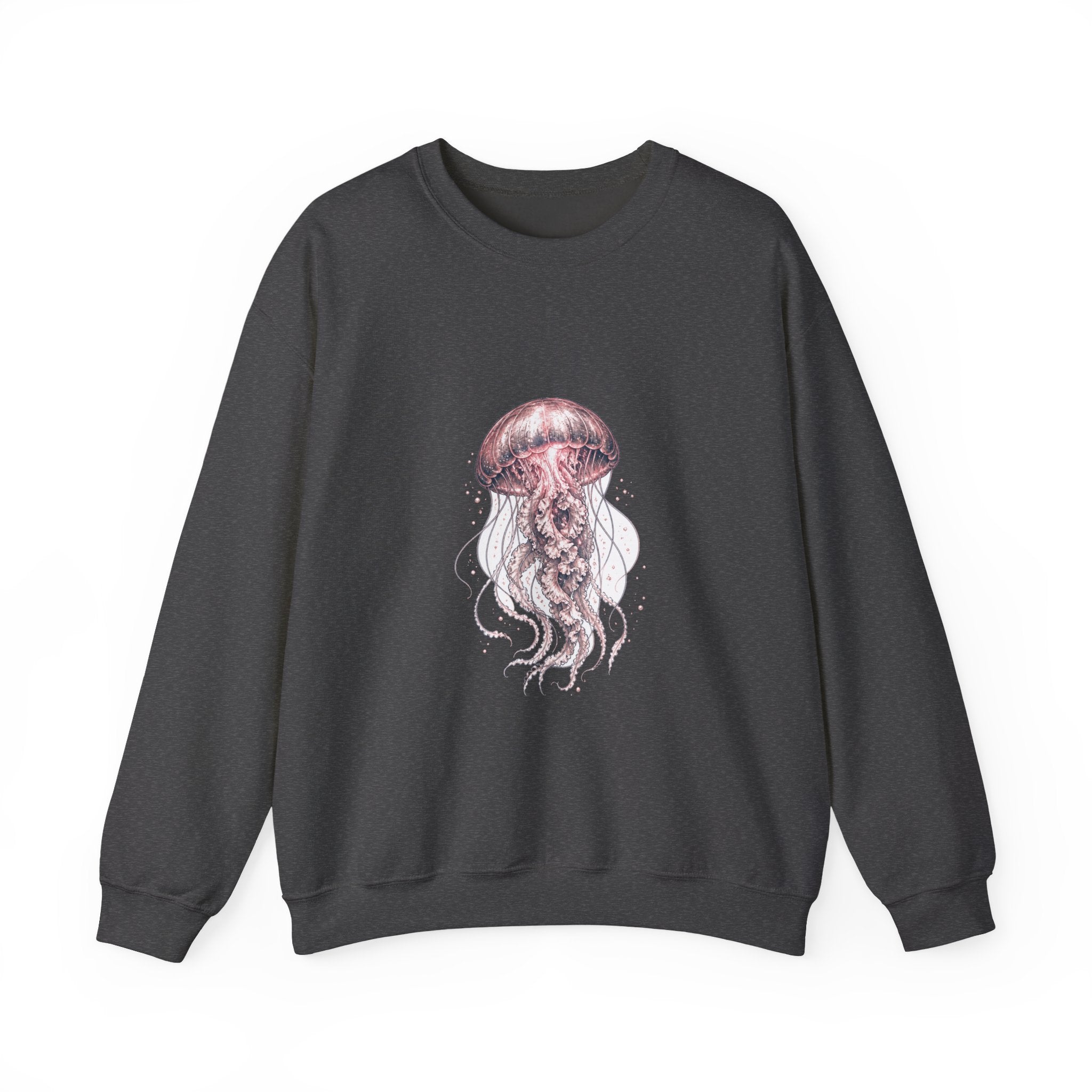 Matching Couple Sweatshirt - Octopus & Jellyfish Matching Couple Crewneck Sweatshirt Hand-Drawn Art His Hers Best Friend Gift - Design B