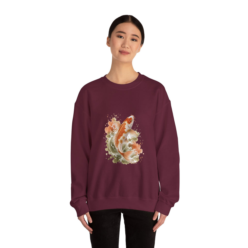 Matching Couple Sweatshirt - Koi Fish Yin Yang Matching Couple Comfort Colors Crew Watercolor Art His Hers Birthday Gift - Design A