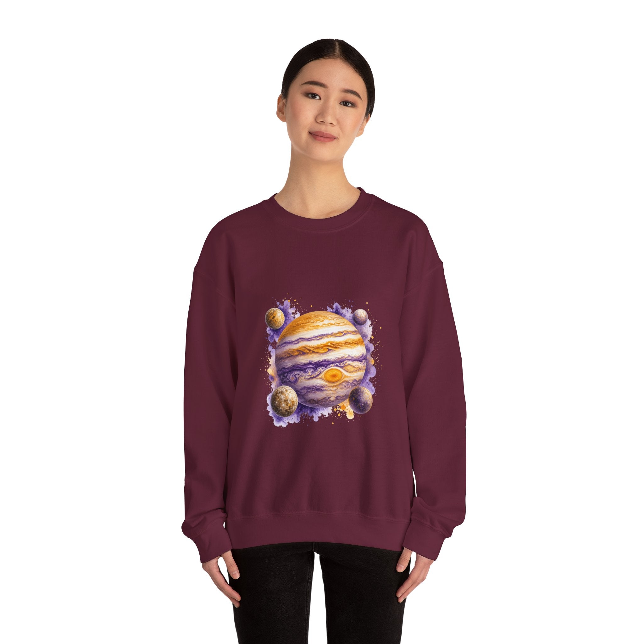 Matching Couple Sweatshirt - Saturn & Jupiter Matching Couple Comfort Colors Crew Watercolor Art His Hers Birthday Gift - Design B