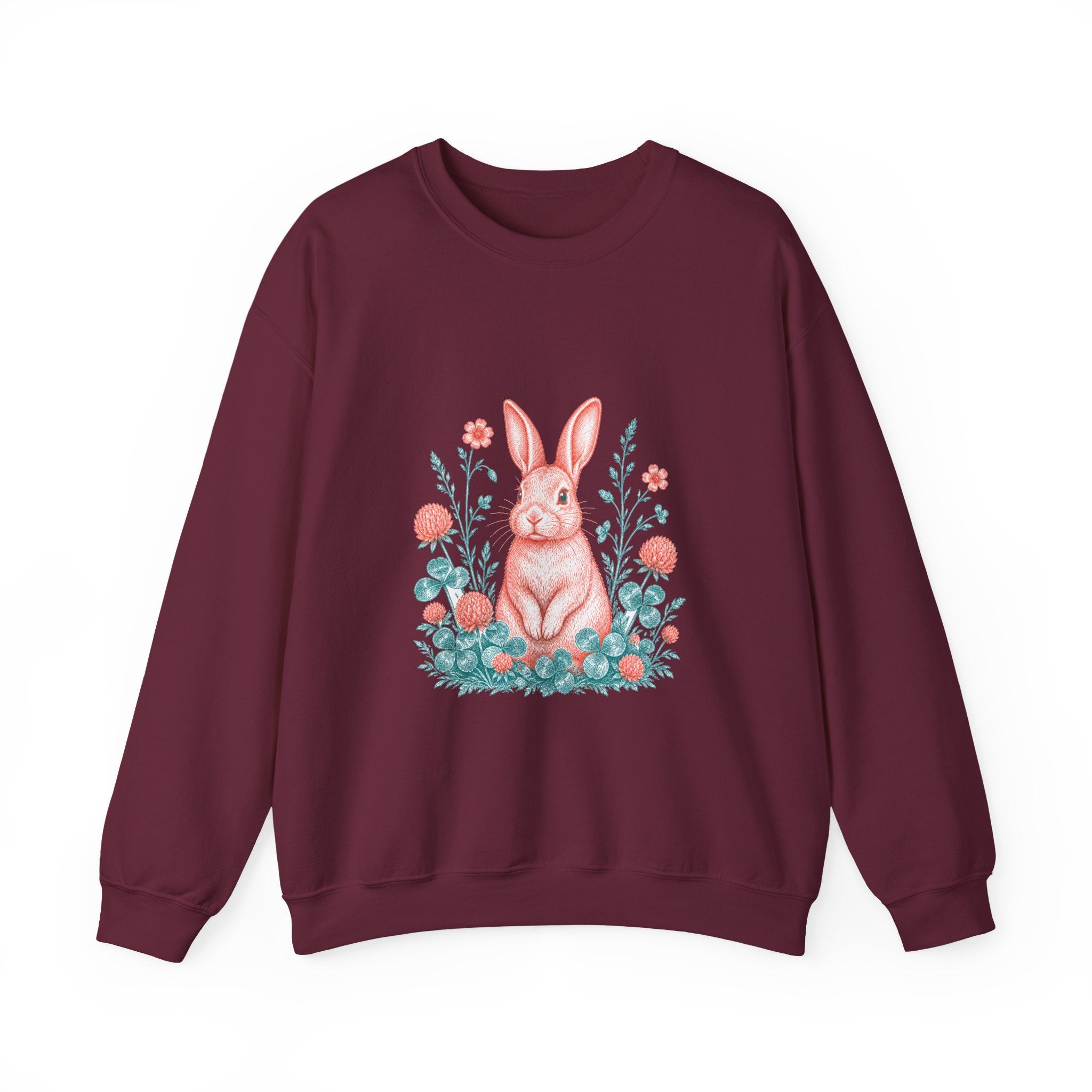 Matching Couple Sweatshirt - Fox & Rabbit Matching Couple Premium Fleece Sweatshirt Vintage Art His Hers Honeymoon Gift - Design B