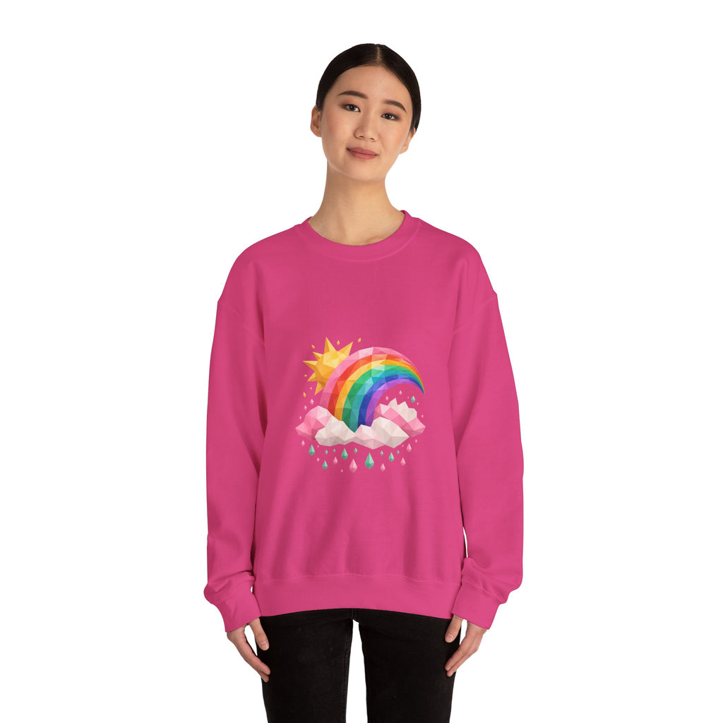 Matching Couple Sweatshirt - Storm & Rainbow Matching Couple Comfort Colors Crew Geometric Art His Hers Love Gift - Design B