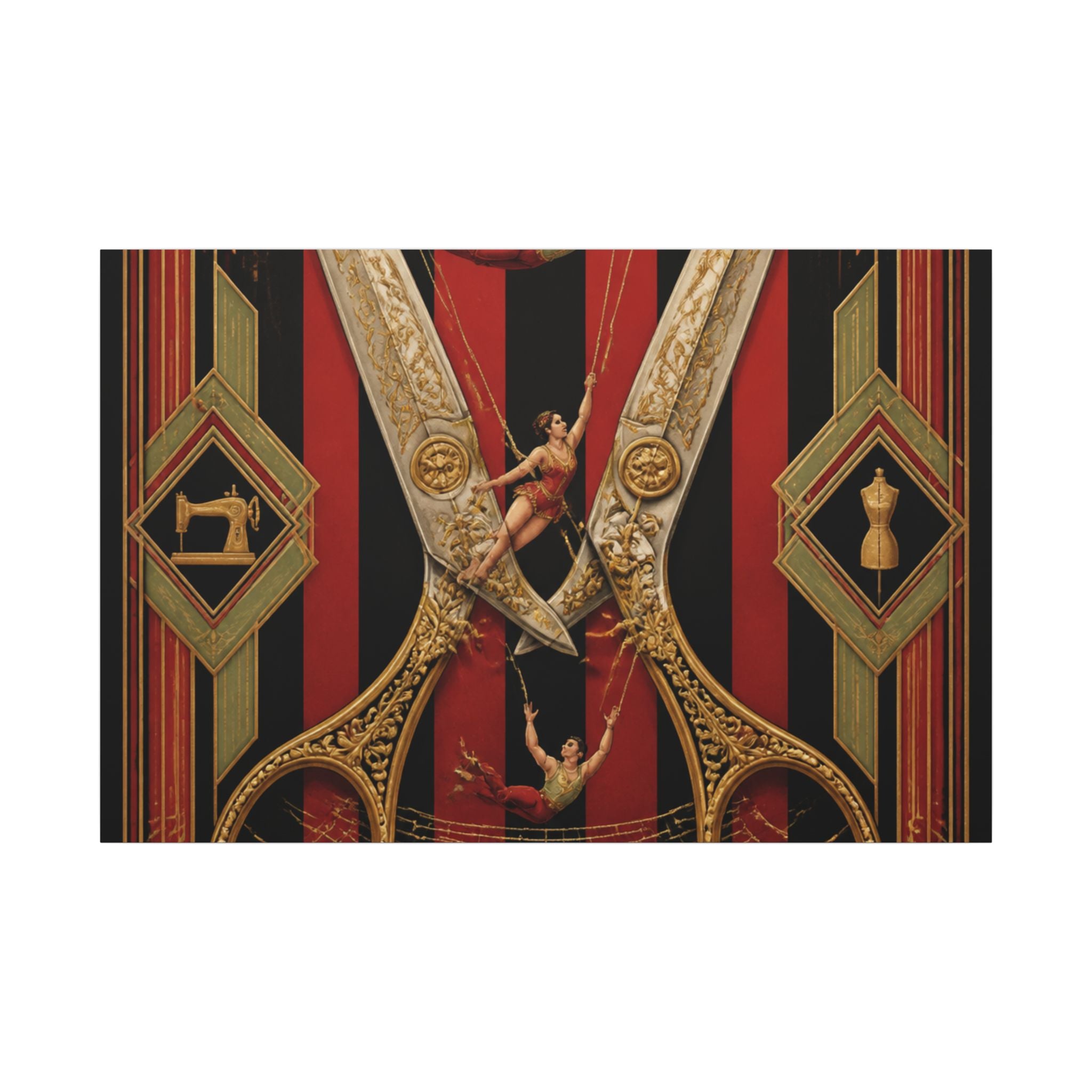 Giant Scissors Trapeze Wall Art Canvas 24×36 Art Deco Bar Area Decor Maximalist Print
