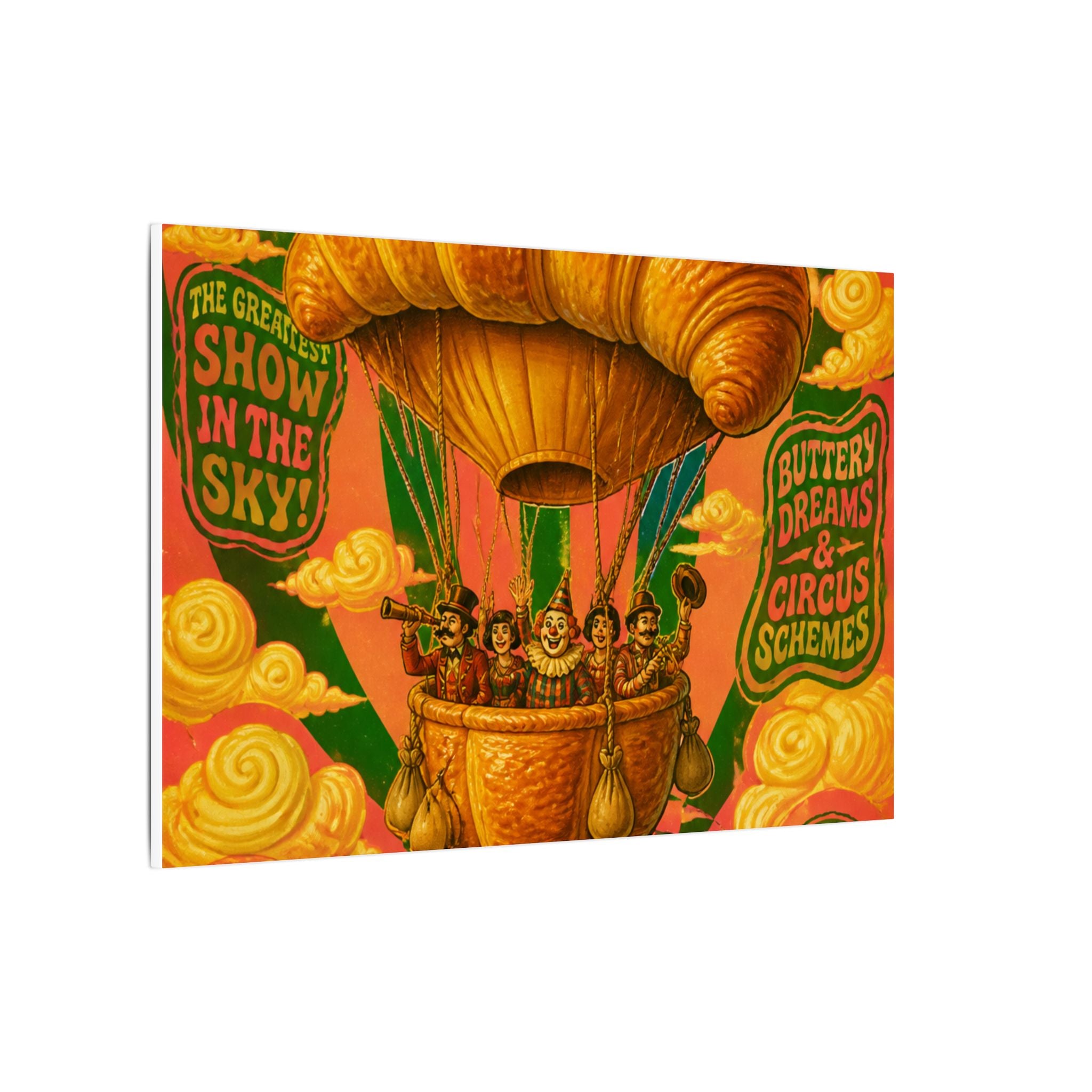 Croissant Hot Air Balloon Wall Art Canvas 24×36 Psychedelic Dining Room Decor Maximalist Print