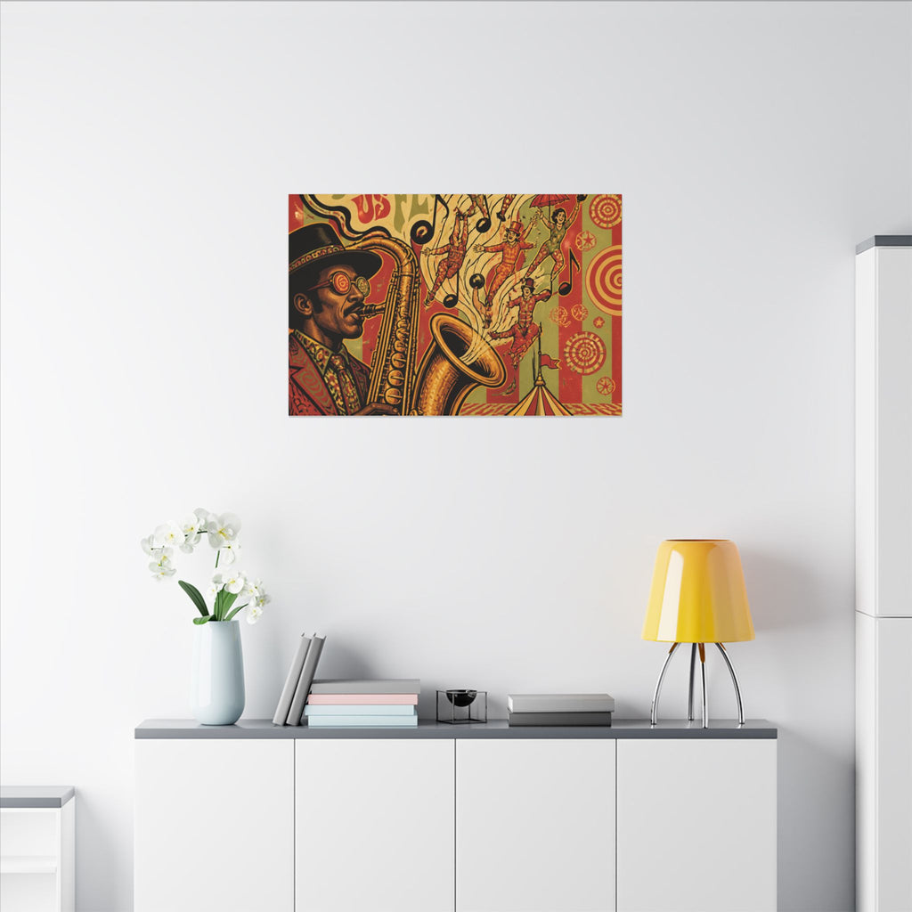 Saxophone Music Circus Wall Art Canvas 24×36 Psychedelic Dining Room Decor Maximalist Print