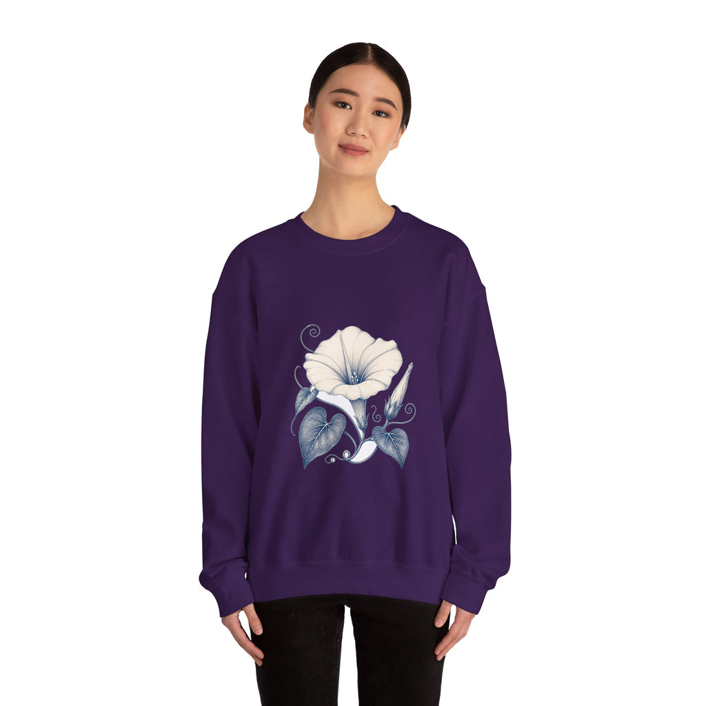 Matching Couple Sweatshirt - Sunflower & Moonflower Matching Couple Comfort Colors Crew Hand-Drawn Art His Hers Anniversary Gift - Design B
