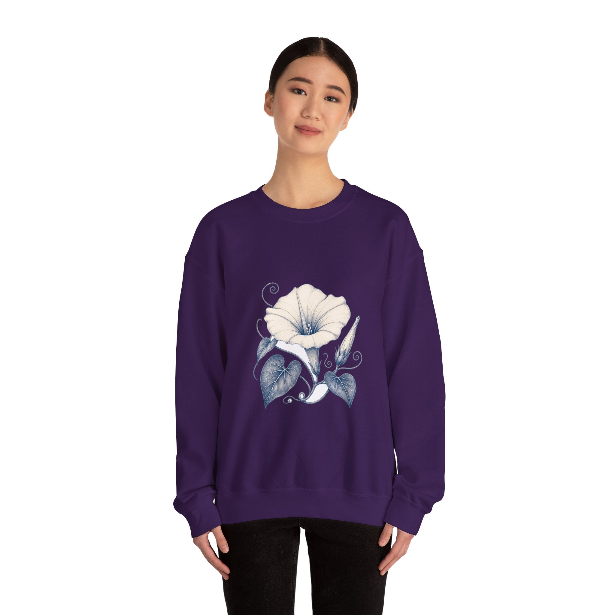 Matching Couple Sweatshirt - Sunflower & Moonflower Matching Couple Comfort Colors Crew Hand-Drawn Art His Hers Anniversary Gift - Design B