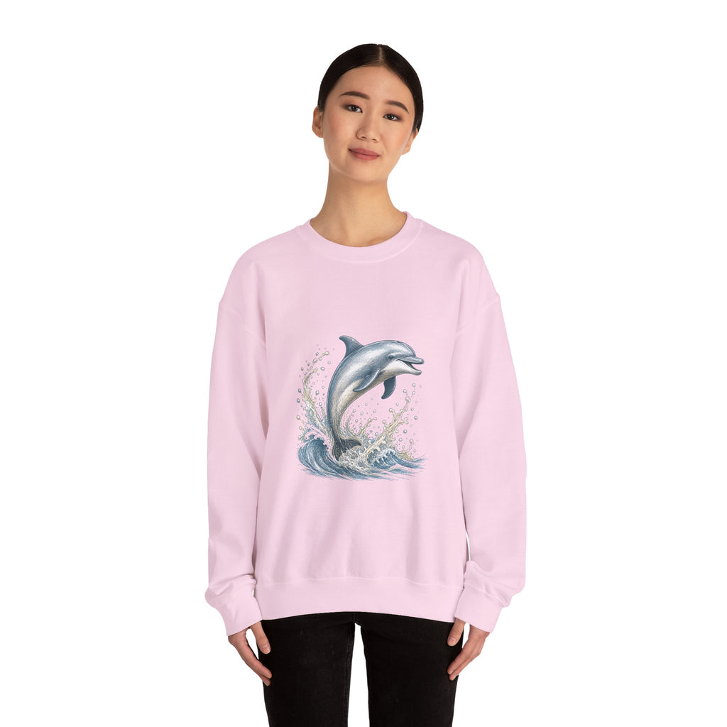 Matching Couple Sweatshirt - Shark & Dolphin Matching Couple Premium Fleece Sweatshirt Hand-Drawn Art His Hers Anniversary Gift - Design B