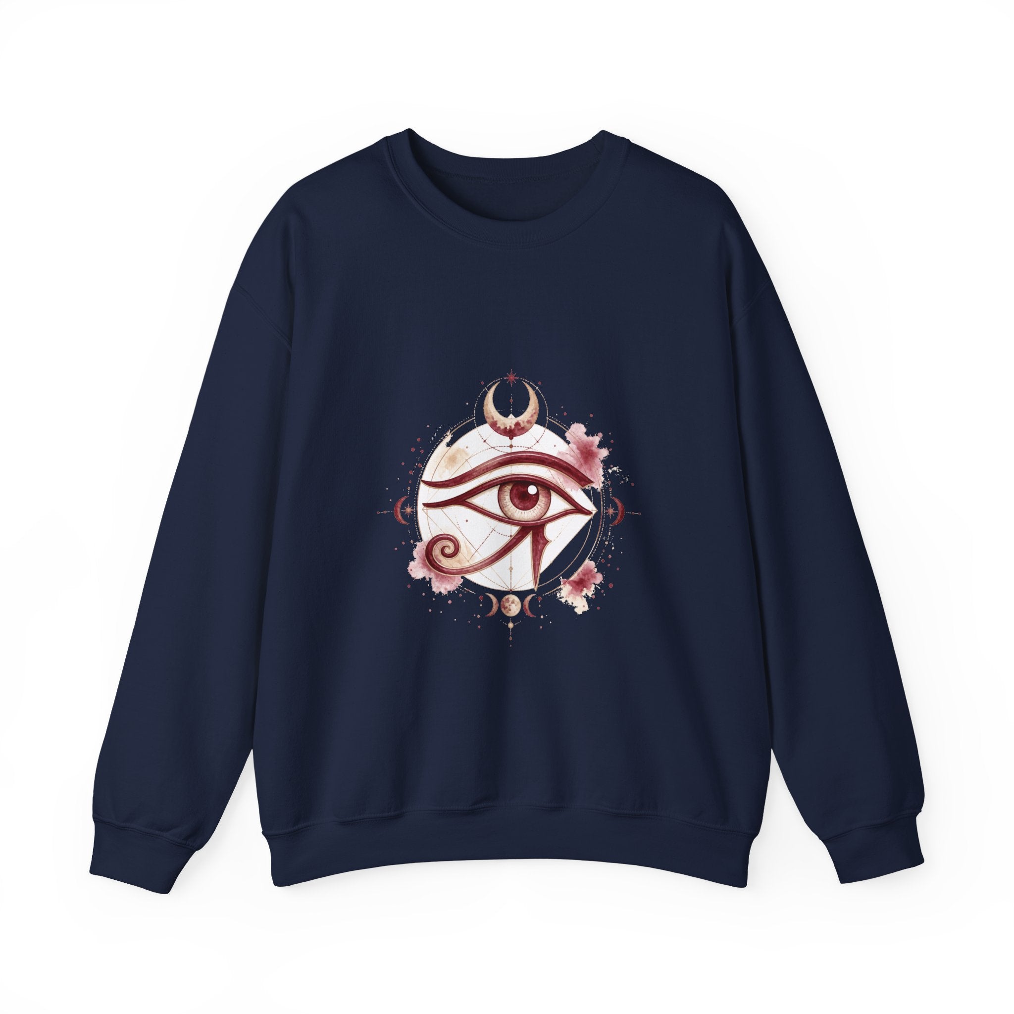 Matching Couple Sweatshirt - Eye of Ra & Horus Matching Couple Crewneck Sweatshirt Watercolor Art His Hers Engagement Gift - Design B