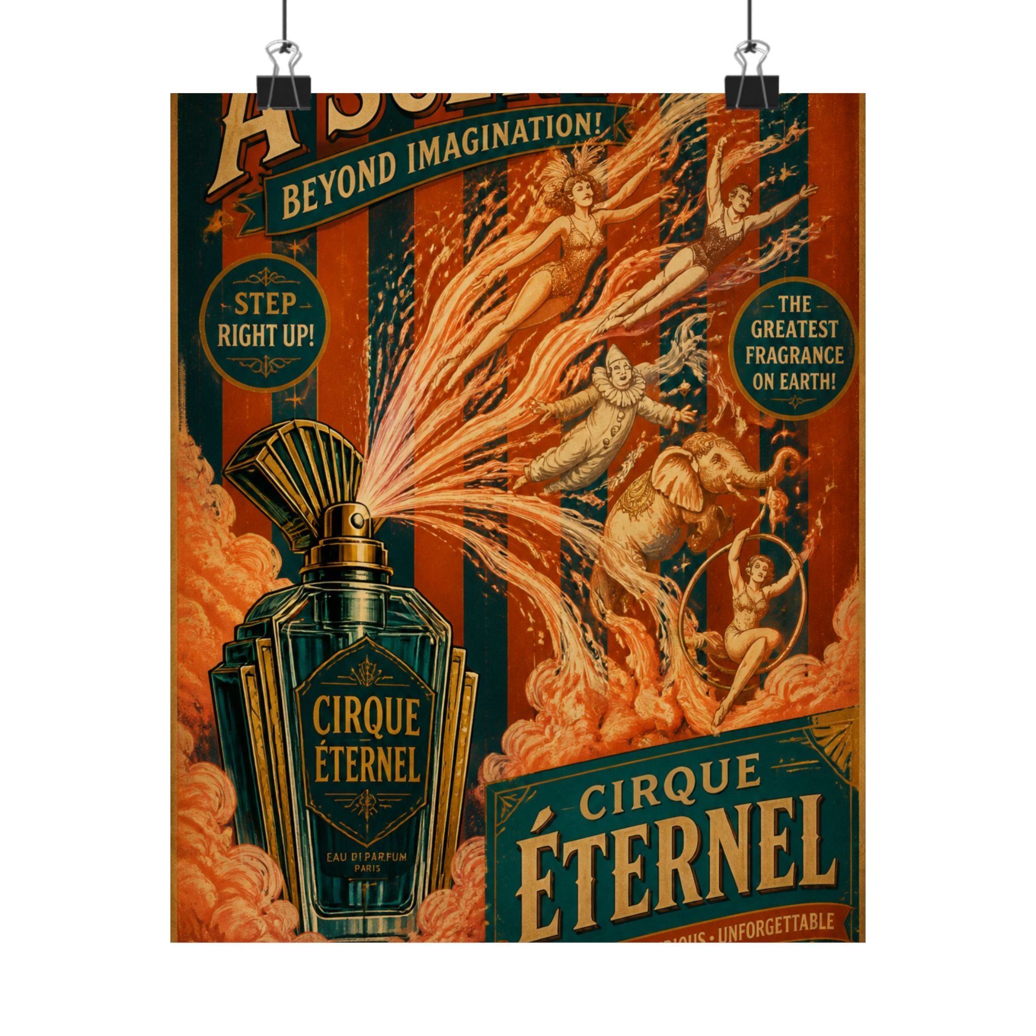 Perfume Bottle Fountain Wall Art Poster 24×36 Vintage Circus Bedroom Decor Maximalist Print