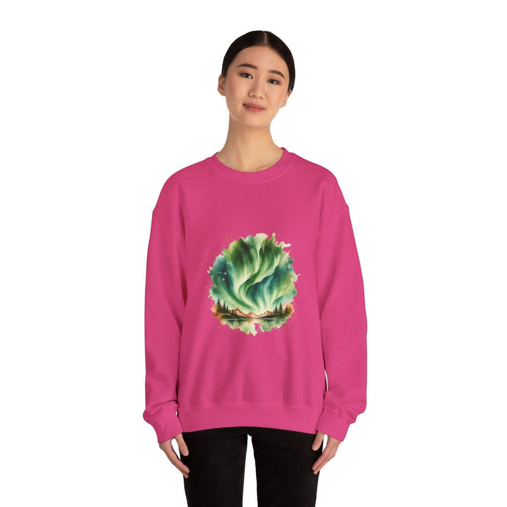 Matching Couple Sweatshirt - Aurora & Southern Cross Matching Couple Premium Fleece Sweatshirt Watercolor Art His Hers Birthday Gift - Design A
