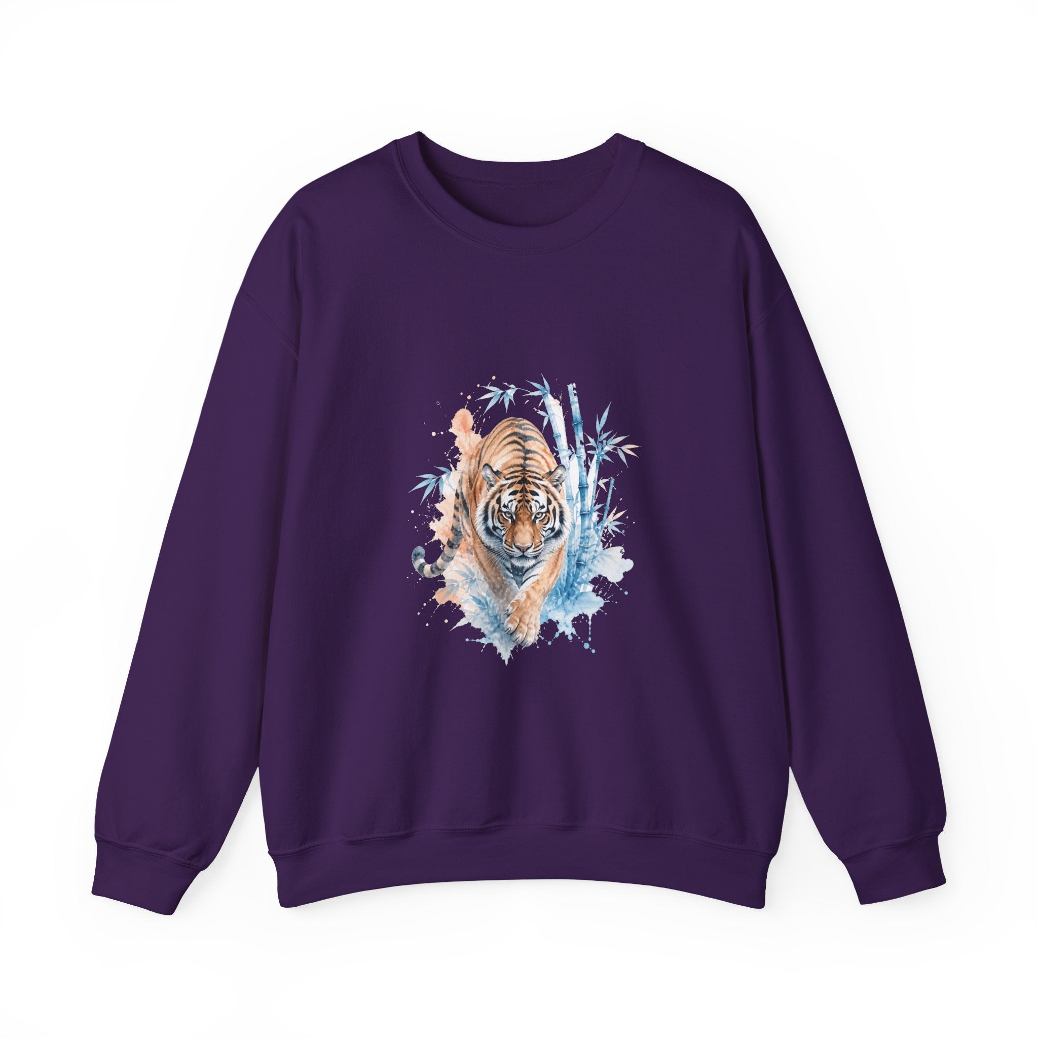Matching Couple Sweatshirt - Tiger & Crane Matching Couple Comfort Colors Crew Watercolor Art His Hers Birthday Gift - Design A