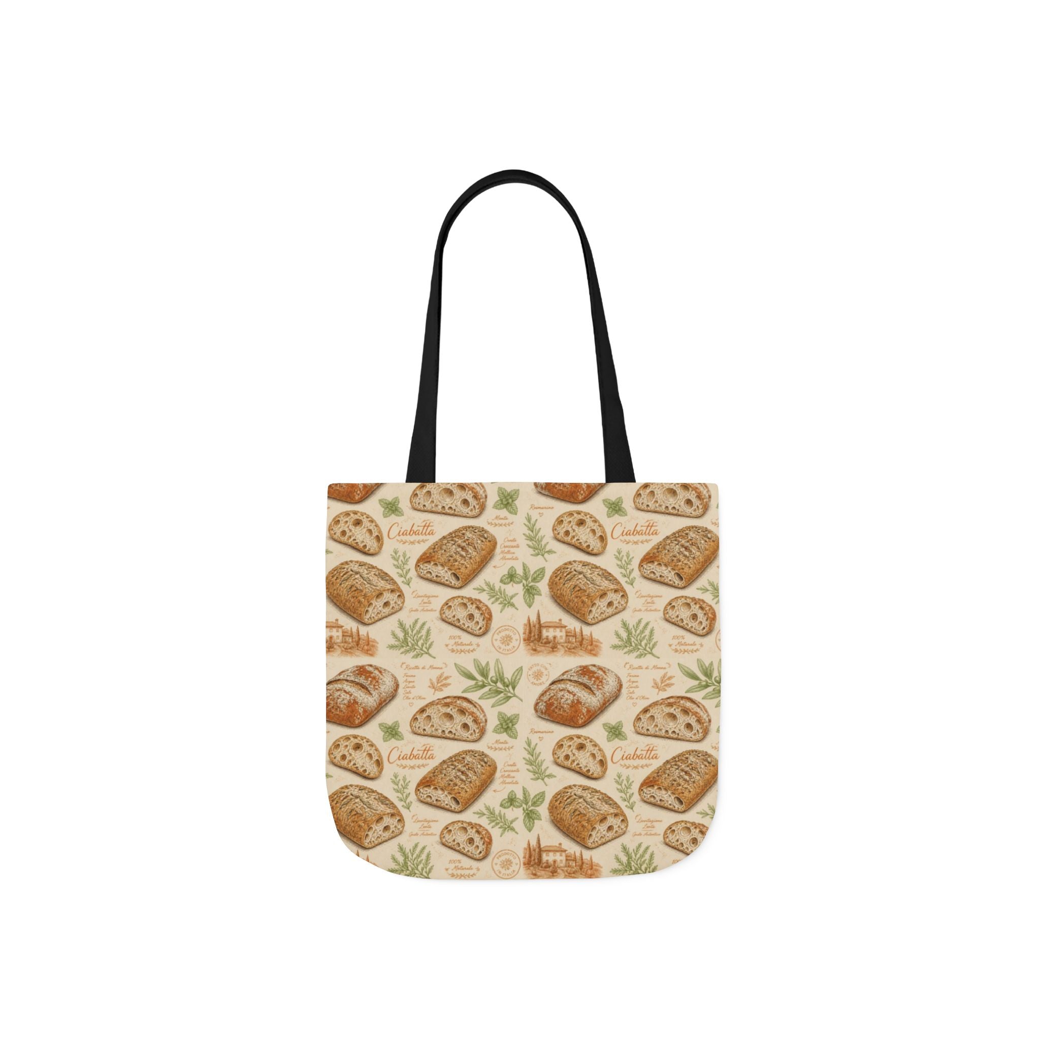 Ciabatta Rolls Canvas Tote Bag Mediterranean Kitchen Botanical Design Italian Cottagecore Gift