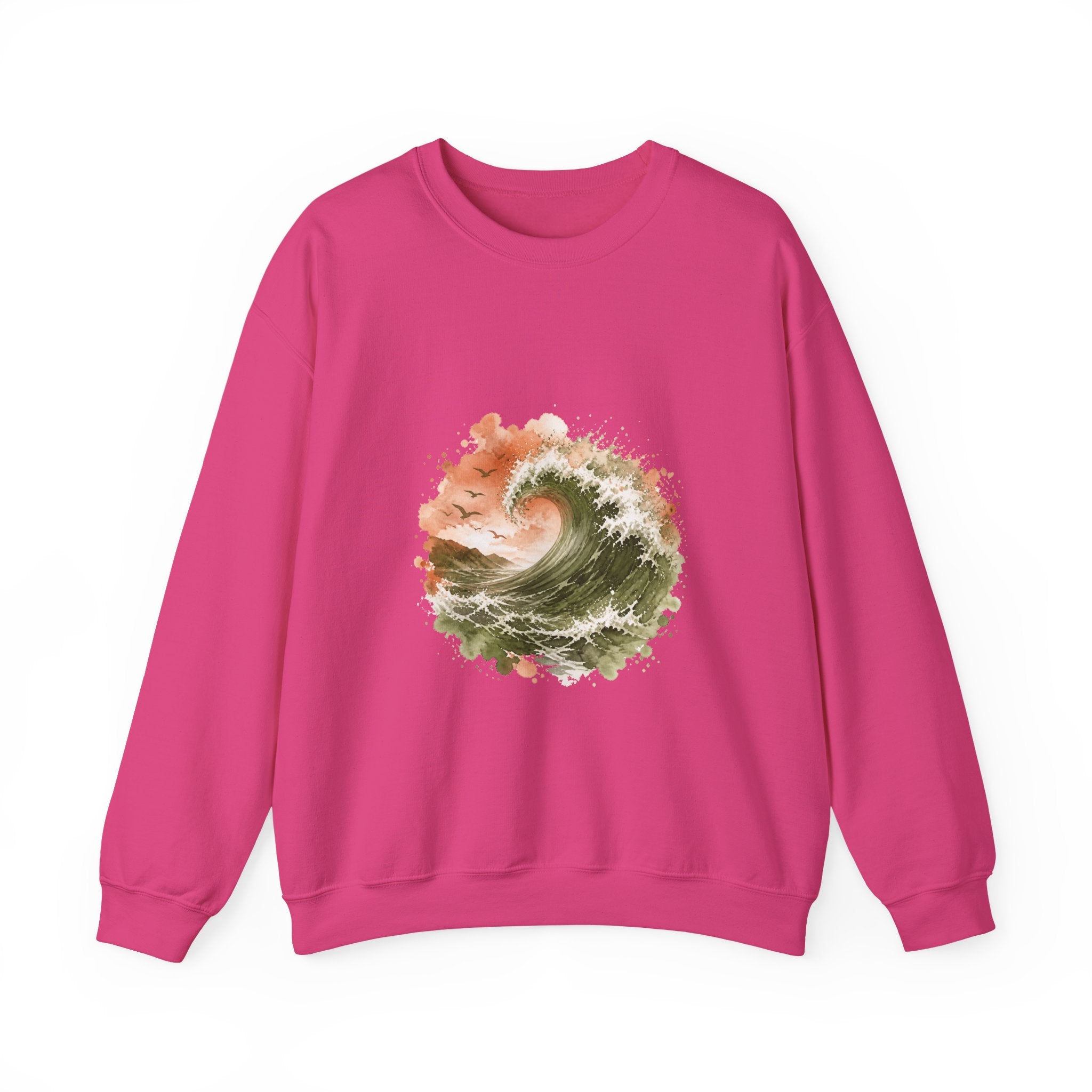 Matching Couple Sweatshirt - Mountain & Ocean Matching Couple Premium Fleece Sweatshirt Watercolor Art His Hers Birthday Gift - Design B