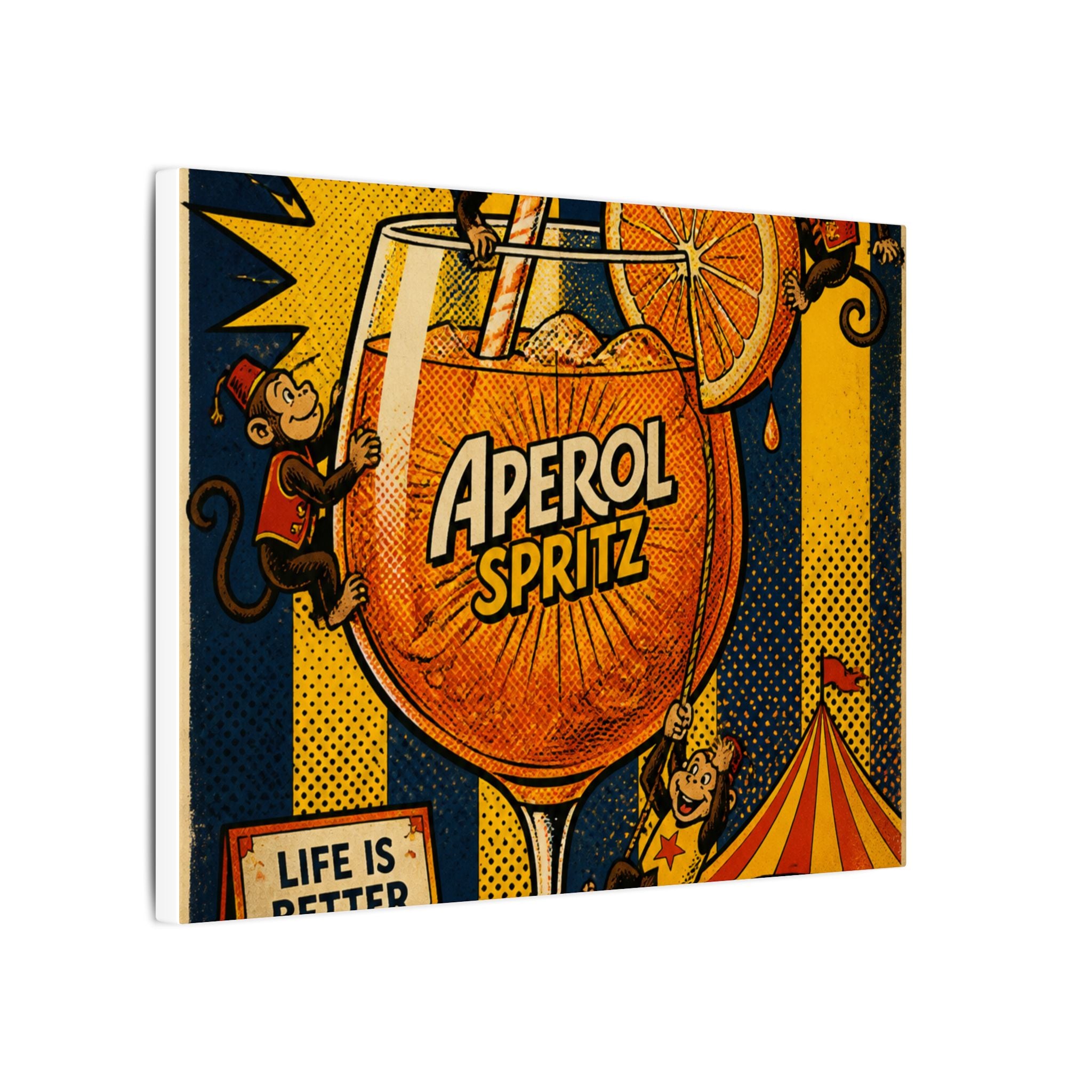 Aperol Spritz Monkeys Wall Art Canvas 24×36 Pop Art Restaurant Decor Maximalist Print