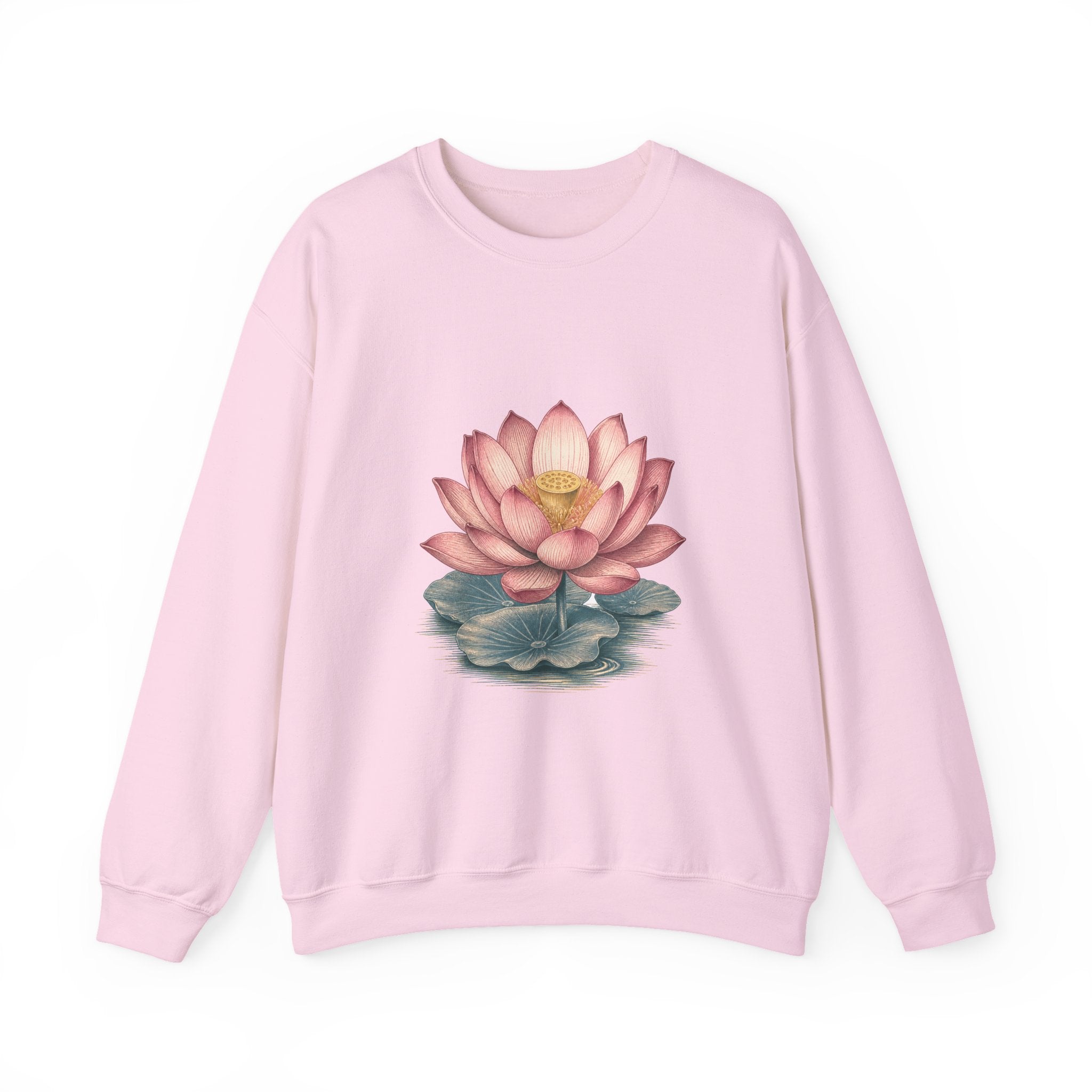 Matching Couple Sweatshirt - Open & Closed Lotus Matching Couple Crewneck Sweatshirt Vintage Art His Hers Wedding Gift - Design A