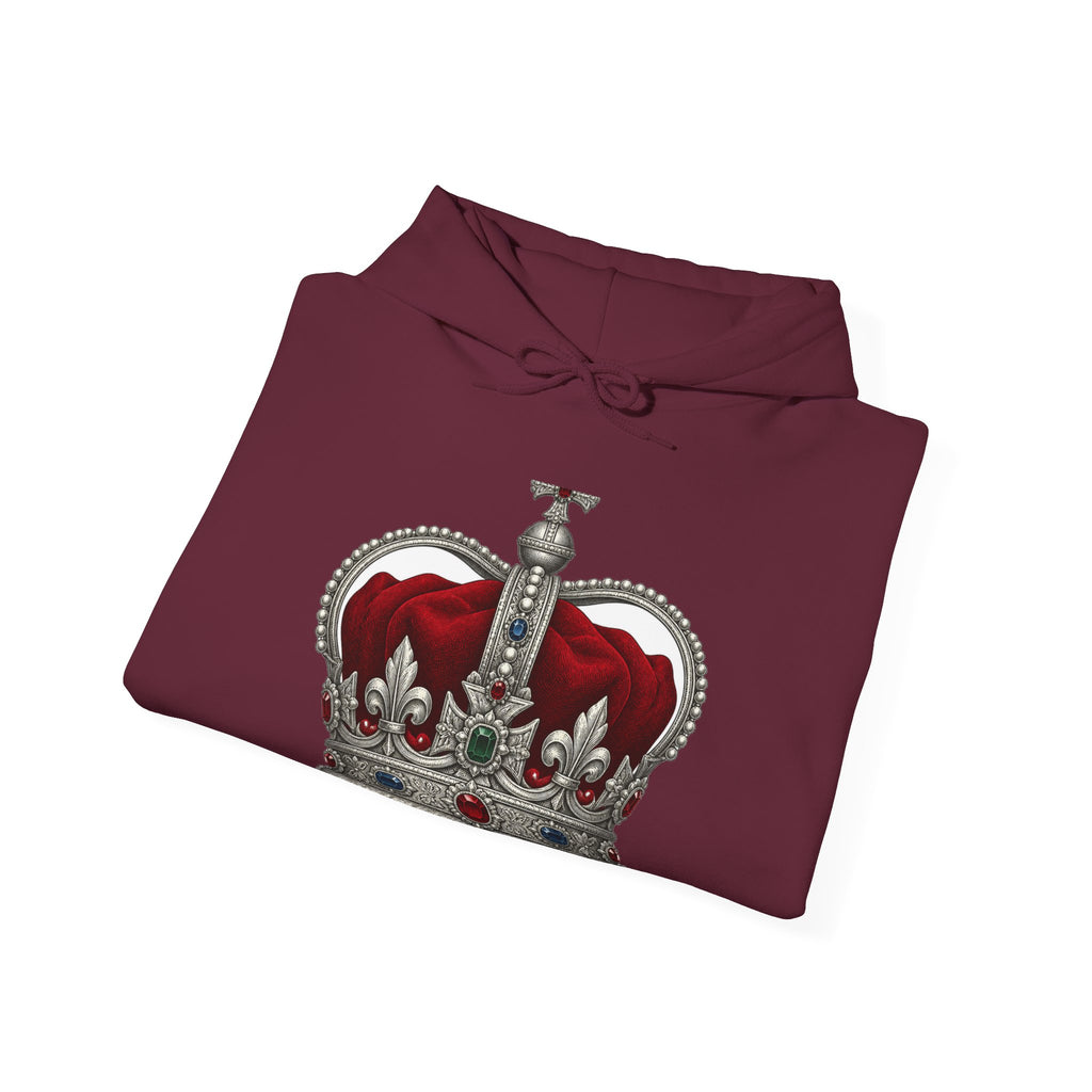 Matching Couple Sweatshirt - Crown & Shield Matching Couple Hooded Sweatshirt Vintage Art His Hers Wedding Gift - Design A