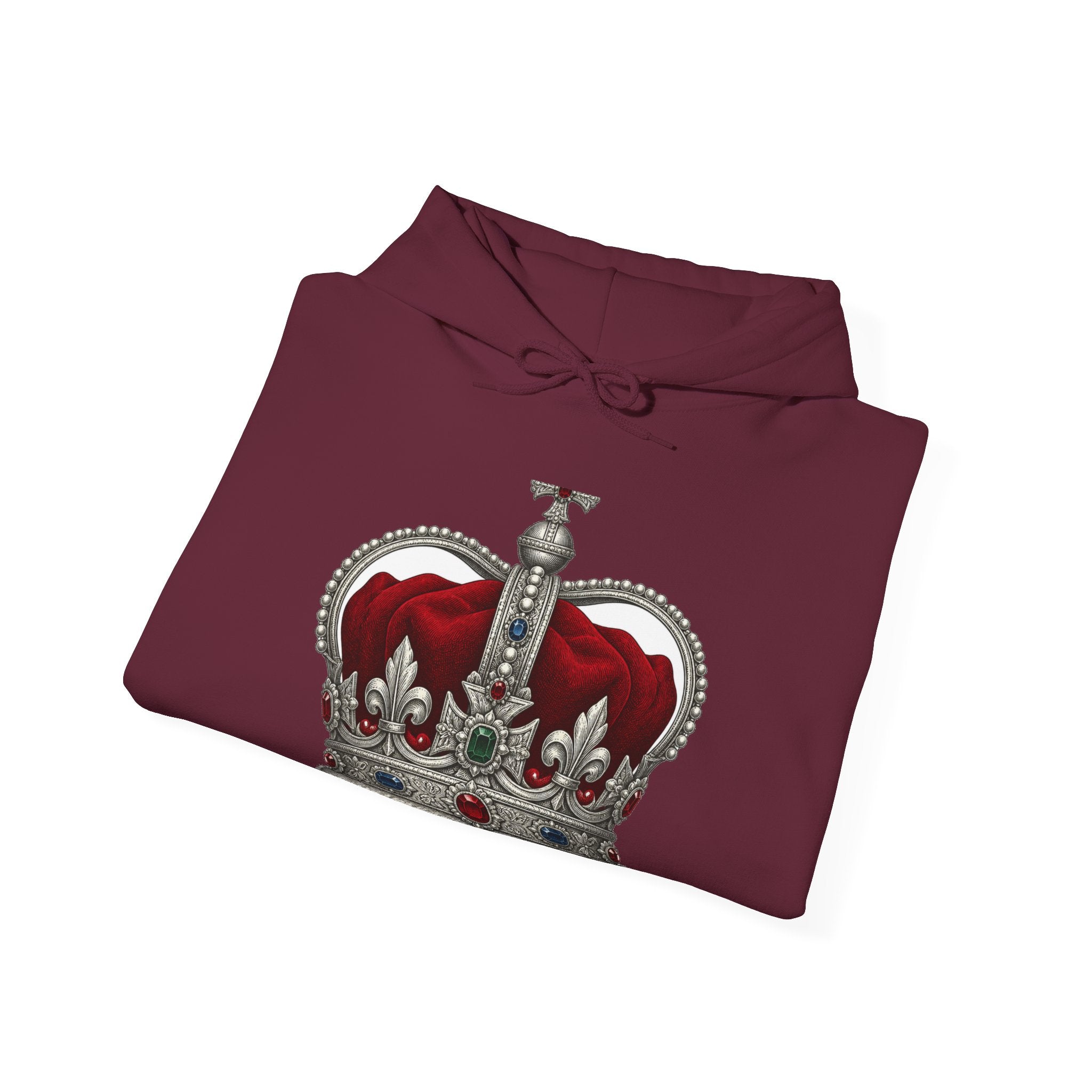 Matching Couple Sweatshirt - Crown & Shield Matching Couple Hooded Sweatshirt Vintage Art His Hers Wedding Gift - Design A