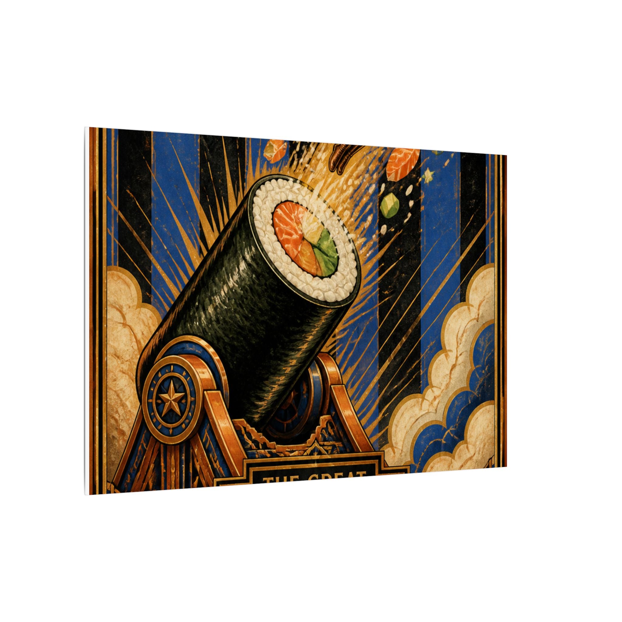 Sushi Roll Cannon Wall Art Canvas 24×36 Art Deco Bar Area Decor Maximalist Print