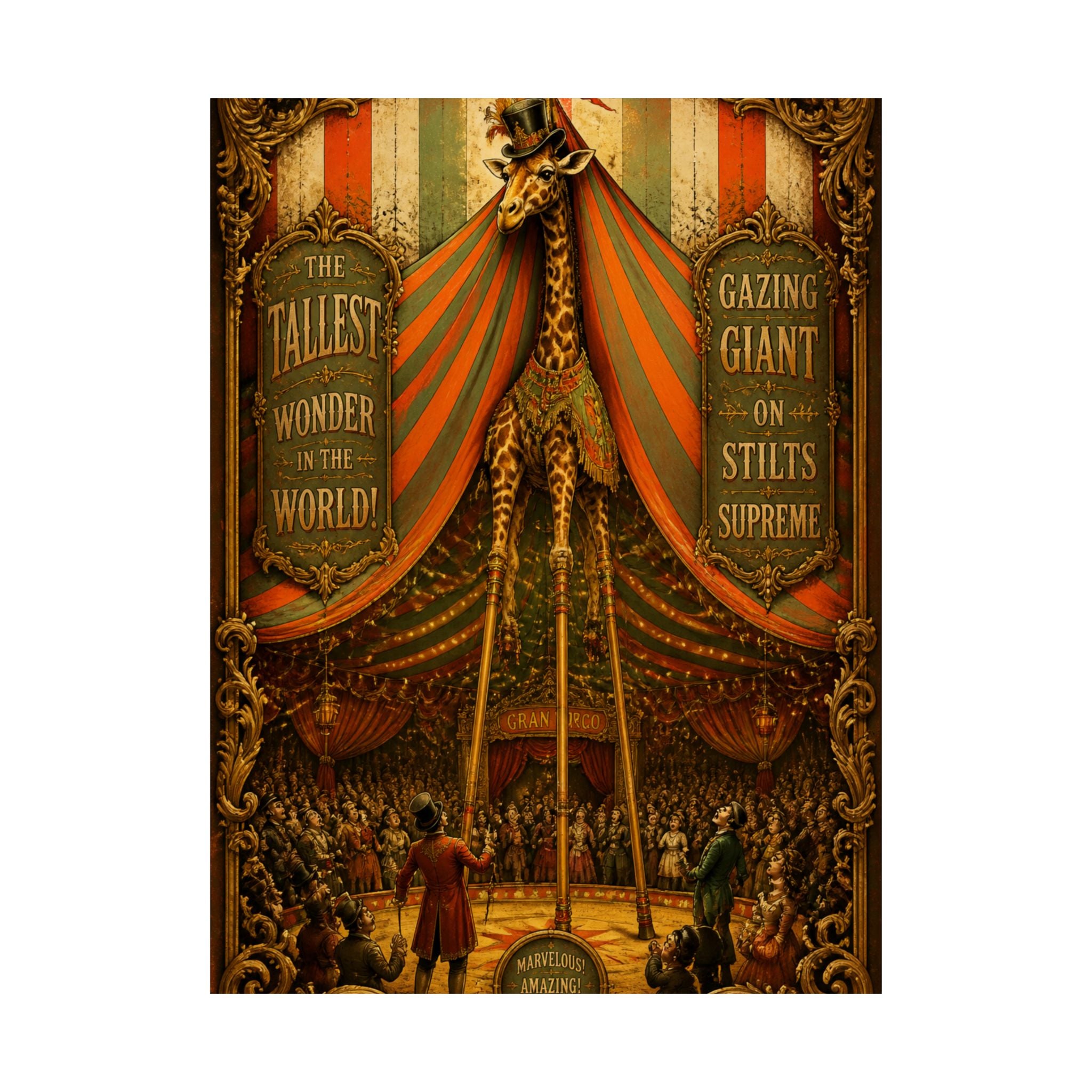Giraffe on Stilts Wall Art Poster 24×36 Baroque Studio Decor Maximalist Print