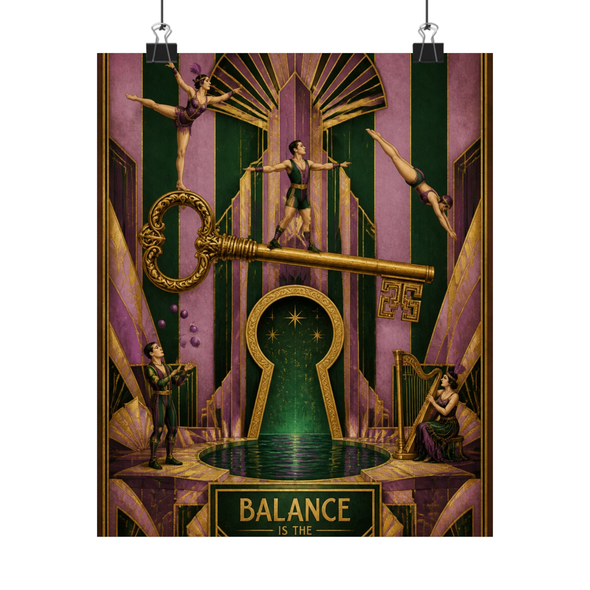 Giant Key Performance Wall Art Poster 18×24 Art Deco Entryway Decor Maximalist Print