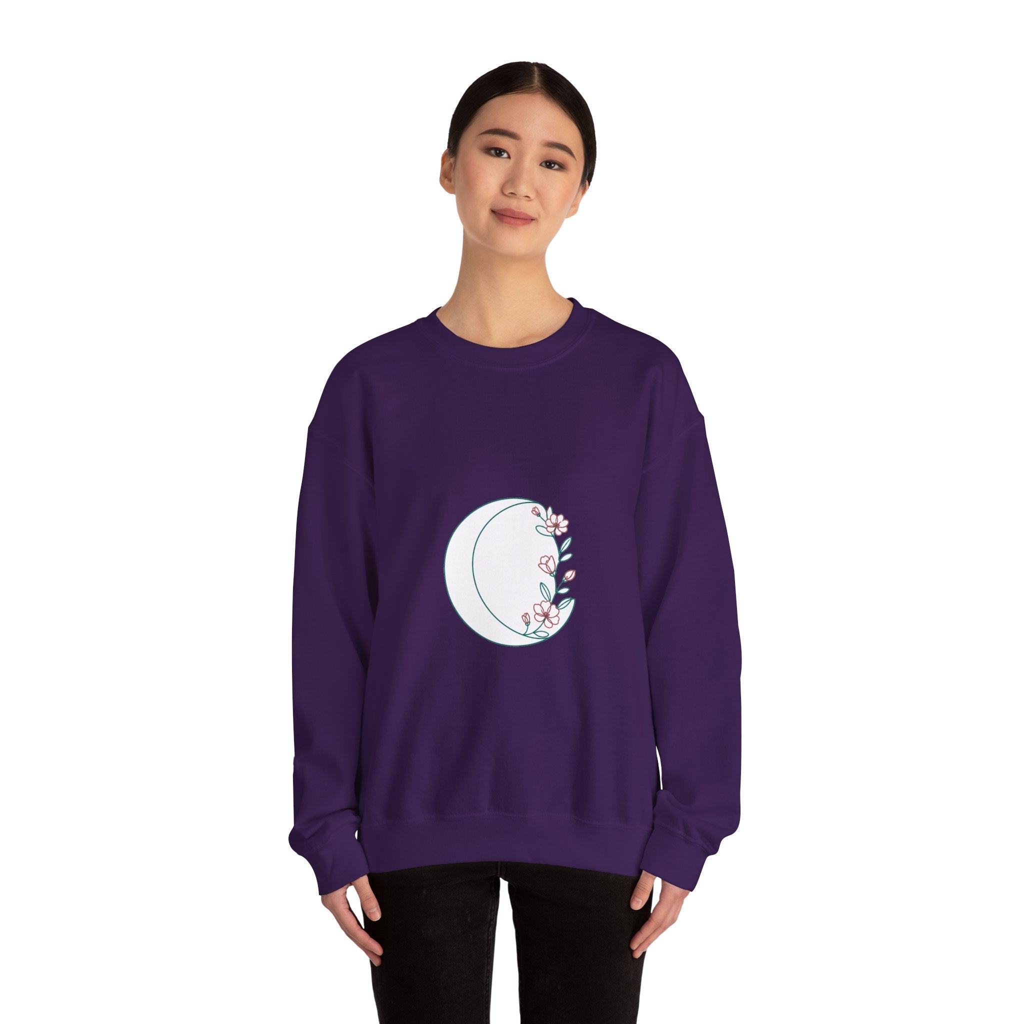 Matching Couple Sweatshirt - Waxing & Waning Moon Matching Couple Premium Fleece Sweatshirt Minimalist Art His Hers Christmas Gift - Design A