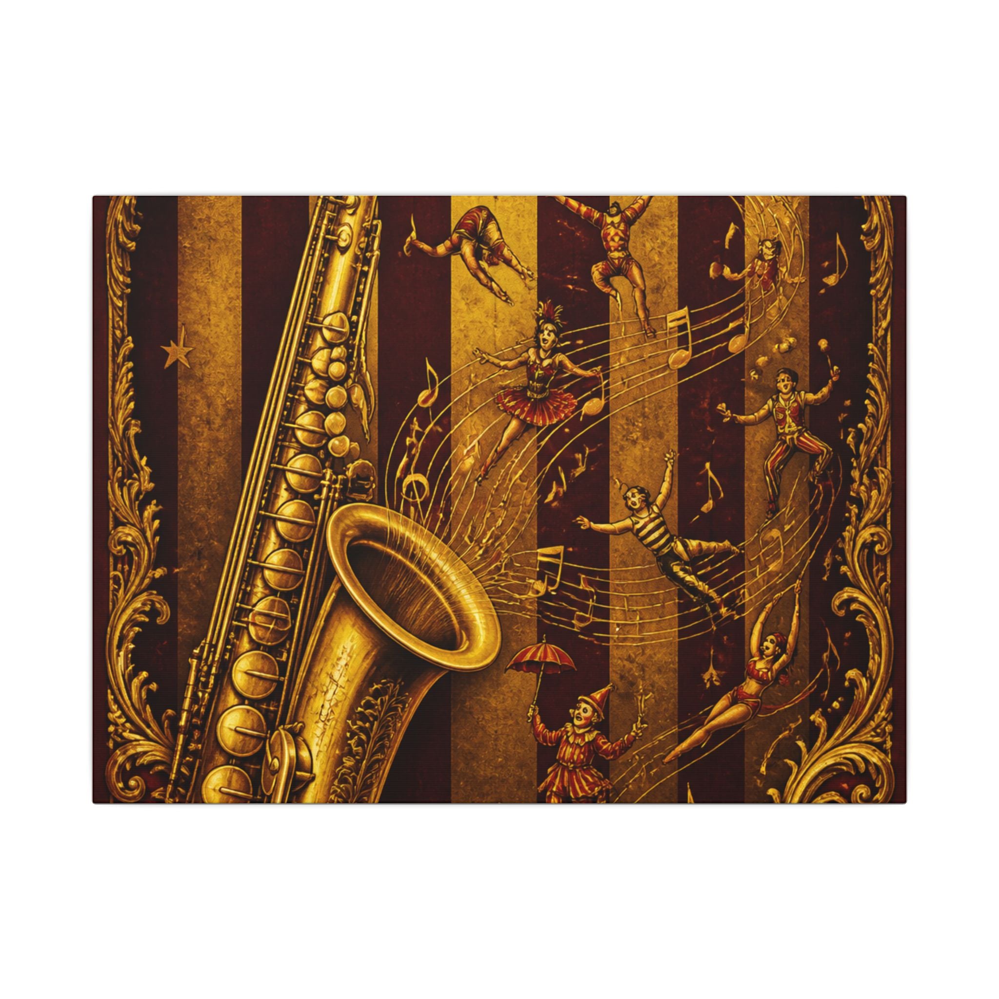 Saxophone Music Circus Wall Art Canvas 16×20 Baroque Home Office Decor Maximalist Print