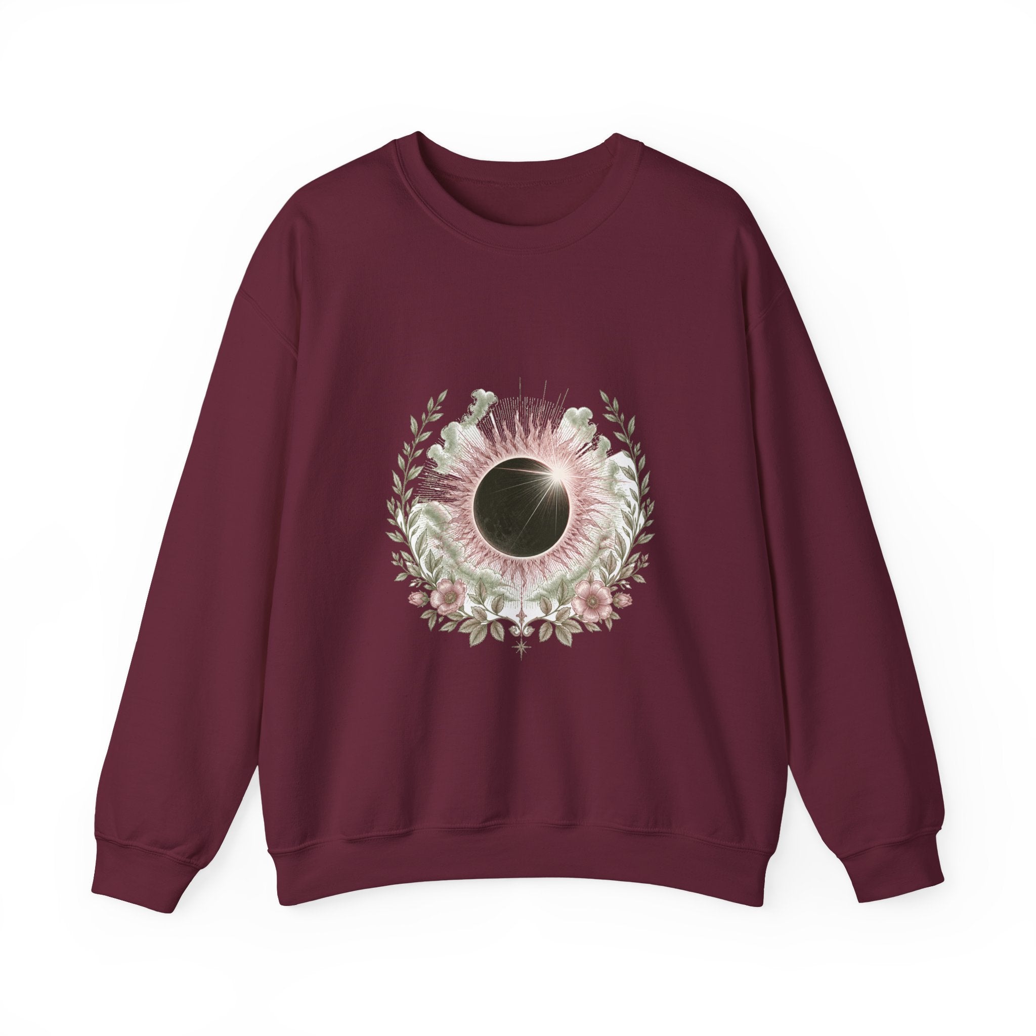 Matching Couple Sweatshirt - Solar & Lunar Eclipse Matching Couple Crewneck Sweatshirt Vintage Art His Hers Wedding Gift - Design A