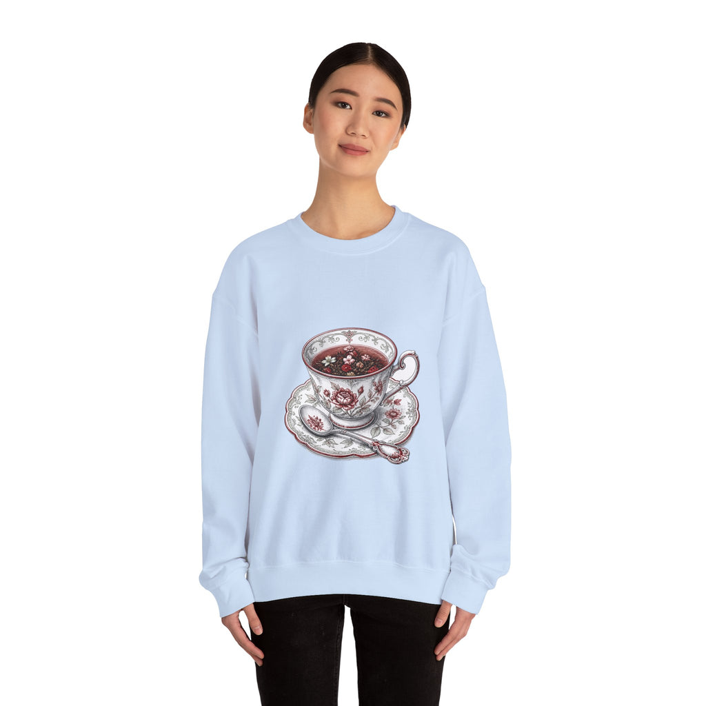 Matching Couple Sweatshirt - Coffee & Tea Matching Couple Premium Fleece Sweatshirt Hand-Drawn Art His Hers Anniversary Gift - Design B