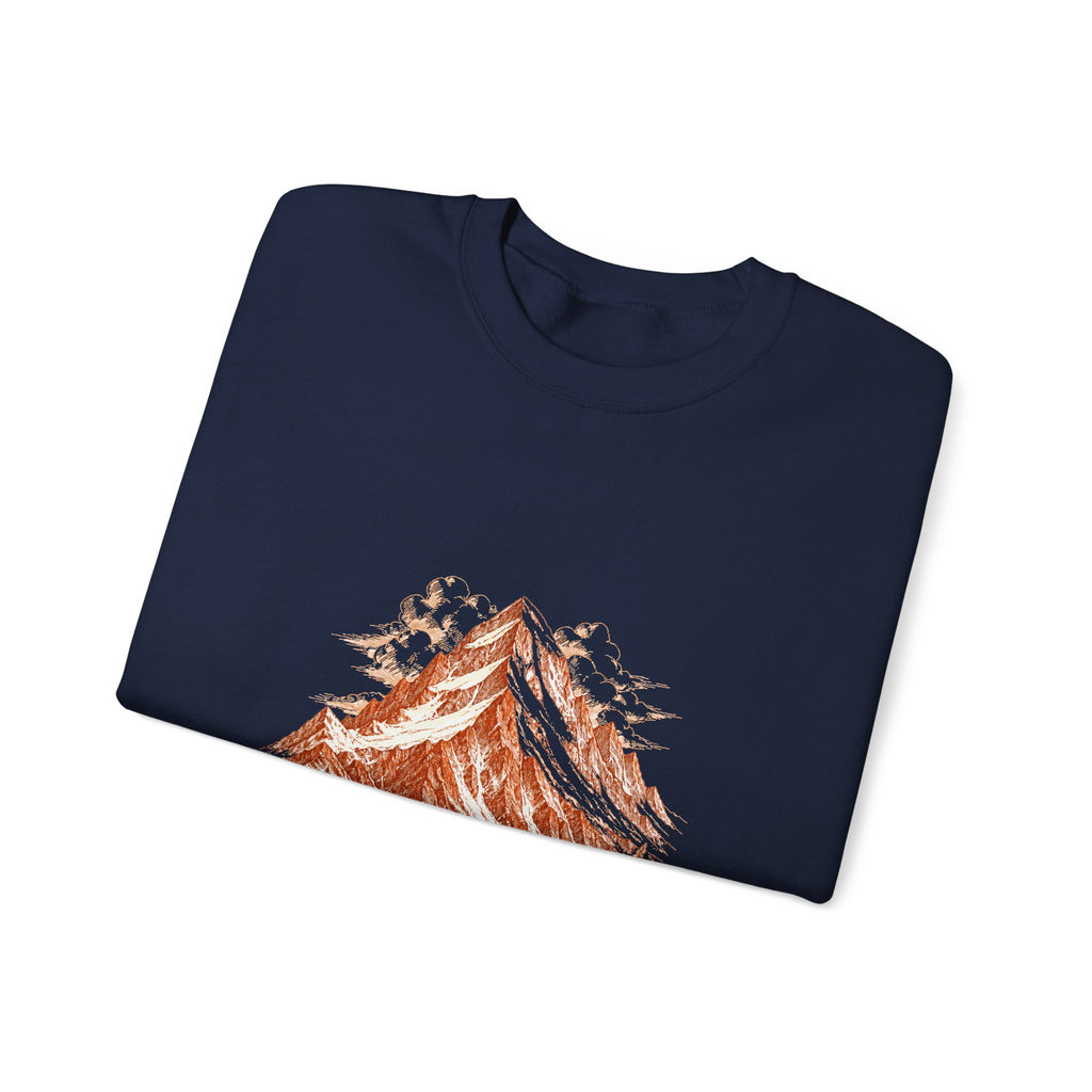 Matching Couple Sweatshirt - Mountain & Ocean Matching Couple Premium Fleece Sweatshirt Hand-Drawn Art His Hers Anniversary Gift - Design A
