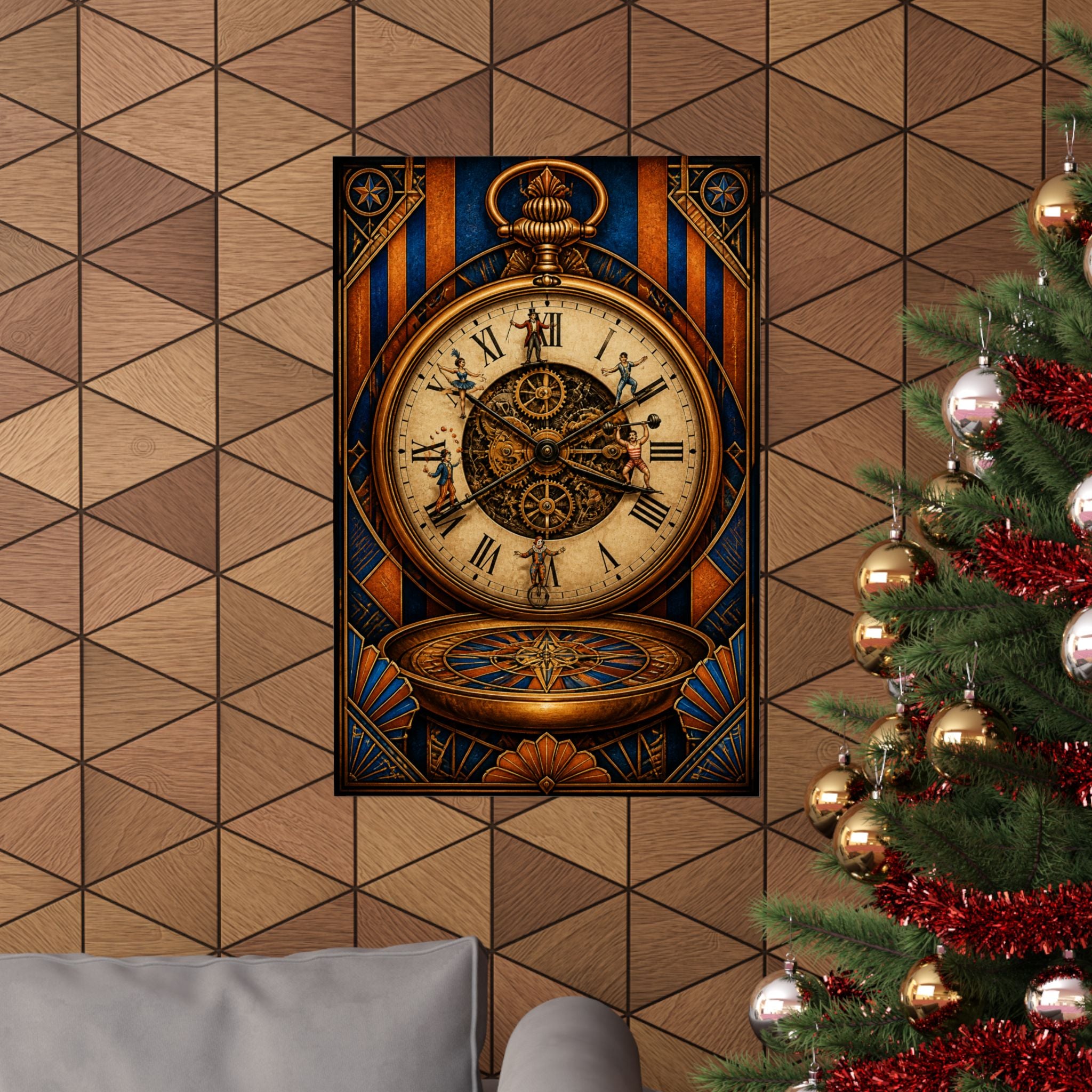 Pocket Watch Performers Wall Art Poster 18×24 Art Deco Entryway Decor Maximalist Print