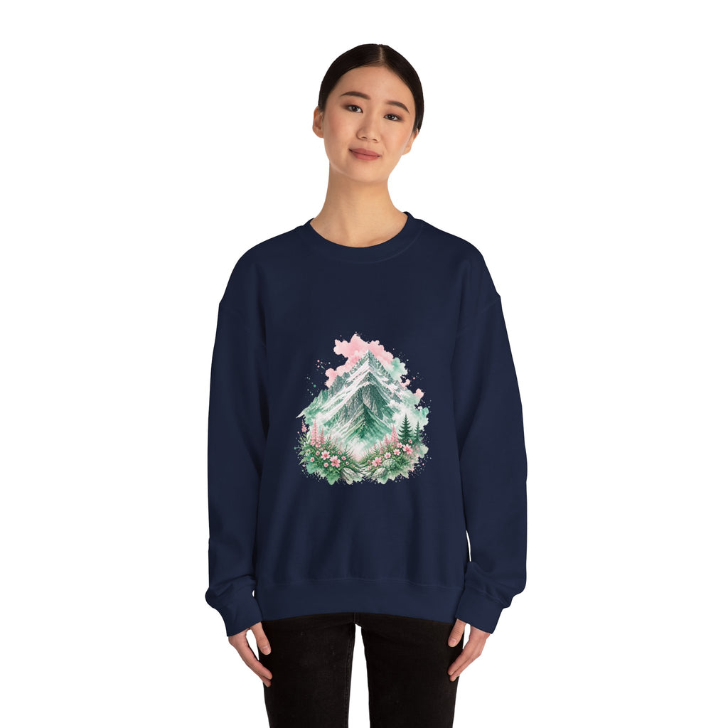 Matching Couple Sweatshirt - Mountain & Ocean Matching Couple Comfort Colors Crew Watercolor Art His Hers Birthday Gift - Design A