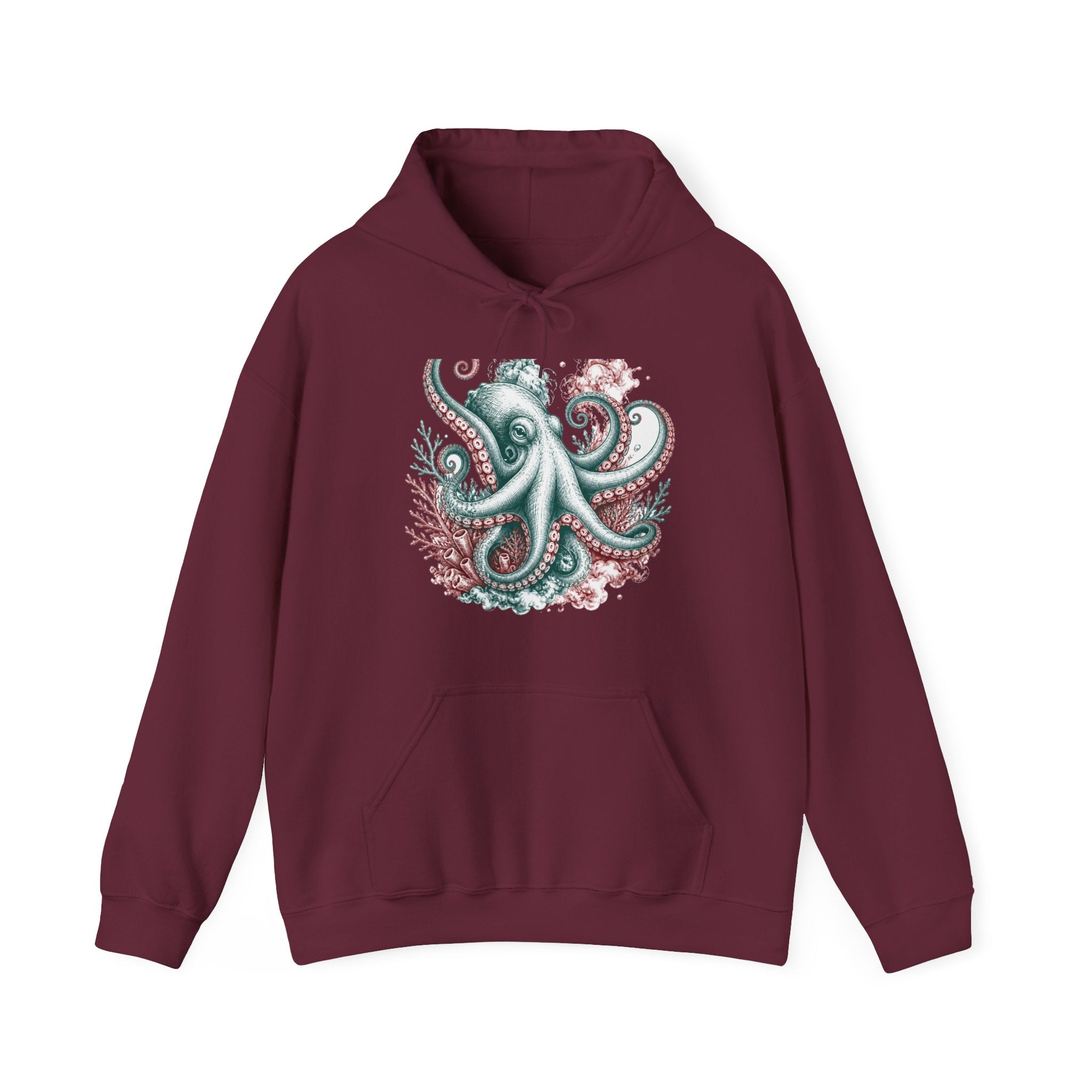 Matching Couple Sweatshirt - Octopus & Jellyfish Matching Couple Hooded Sweatshirt Hand-Drawn Art His Hers Best Friend Gift - Design A