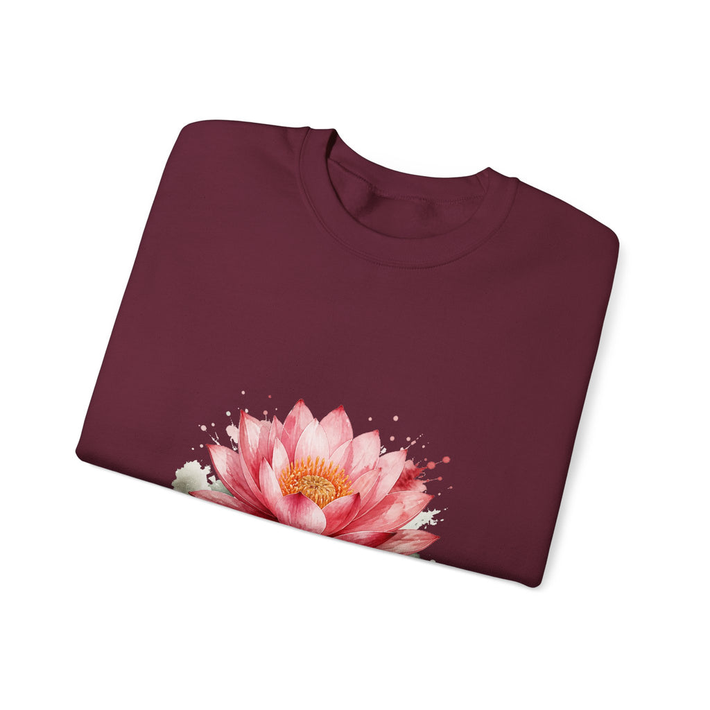Matching Couple Sweatshirt - Open & Closed Lotus Matching Couple Crewneck Sweatshirt Watercolor Art His Hers Engagement Gift - Design A